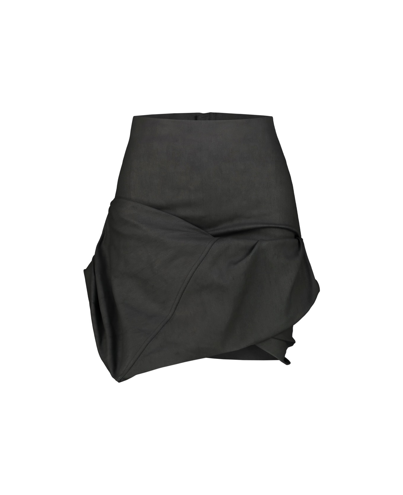 Rick Owens Draped Miniskirt In Denim - Black