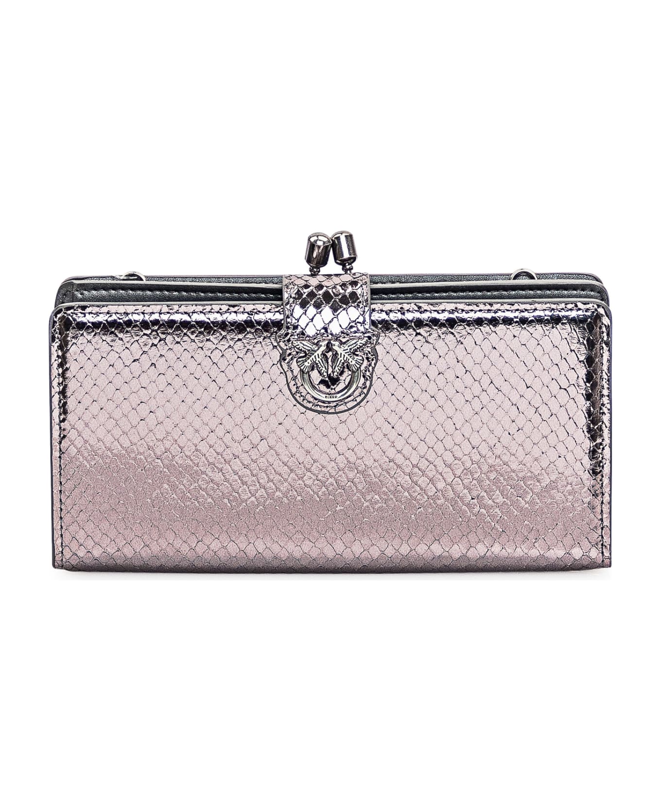Pinko Wallet With Logo - ARGENTO SCURO-OLD SILVER