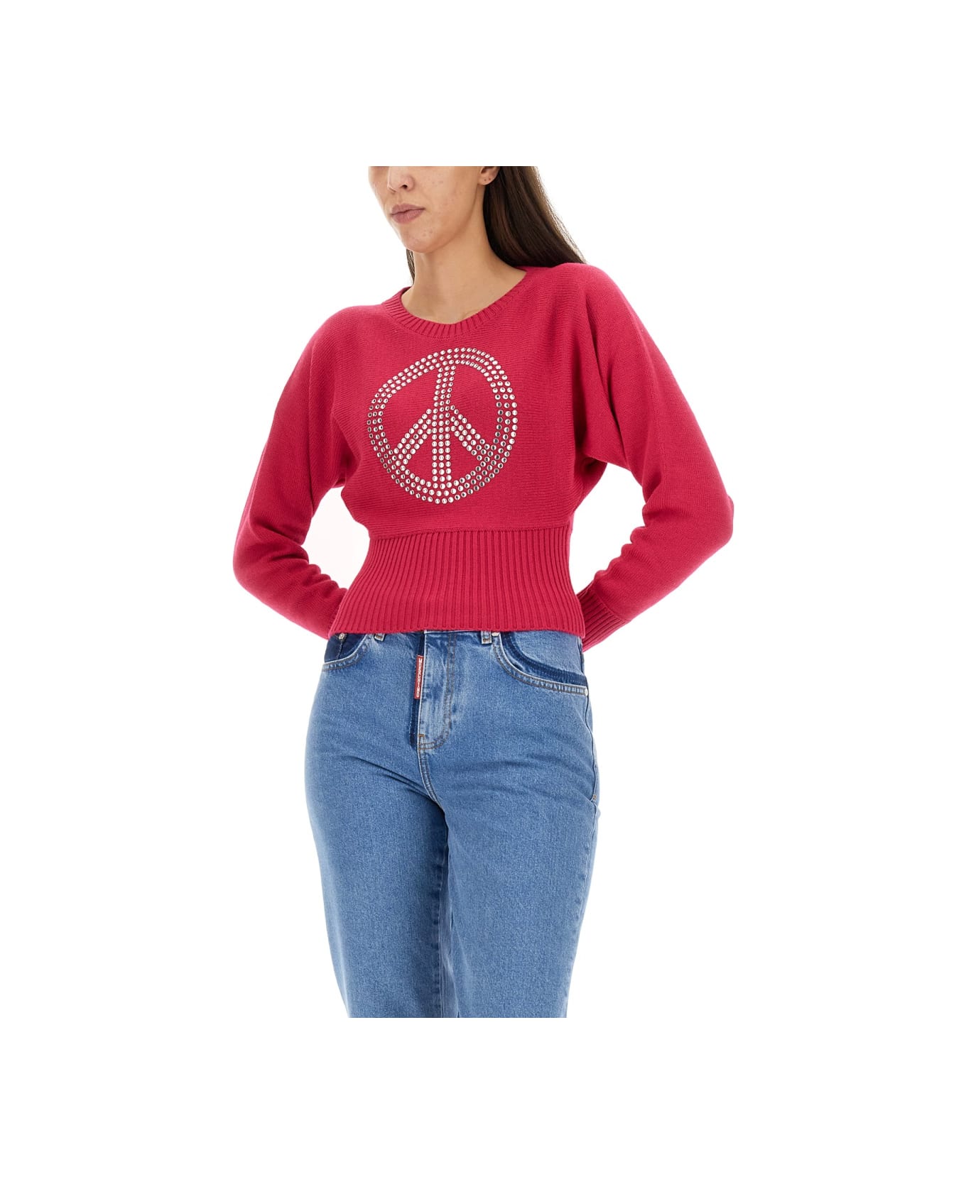 M05CH1N0 Jeans Peace Symbol Jersey - FUCHSIA