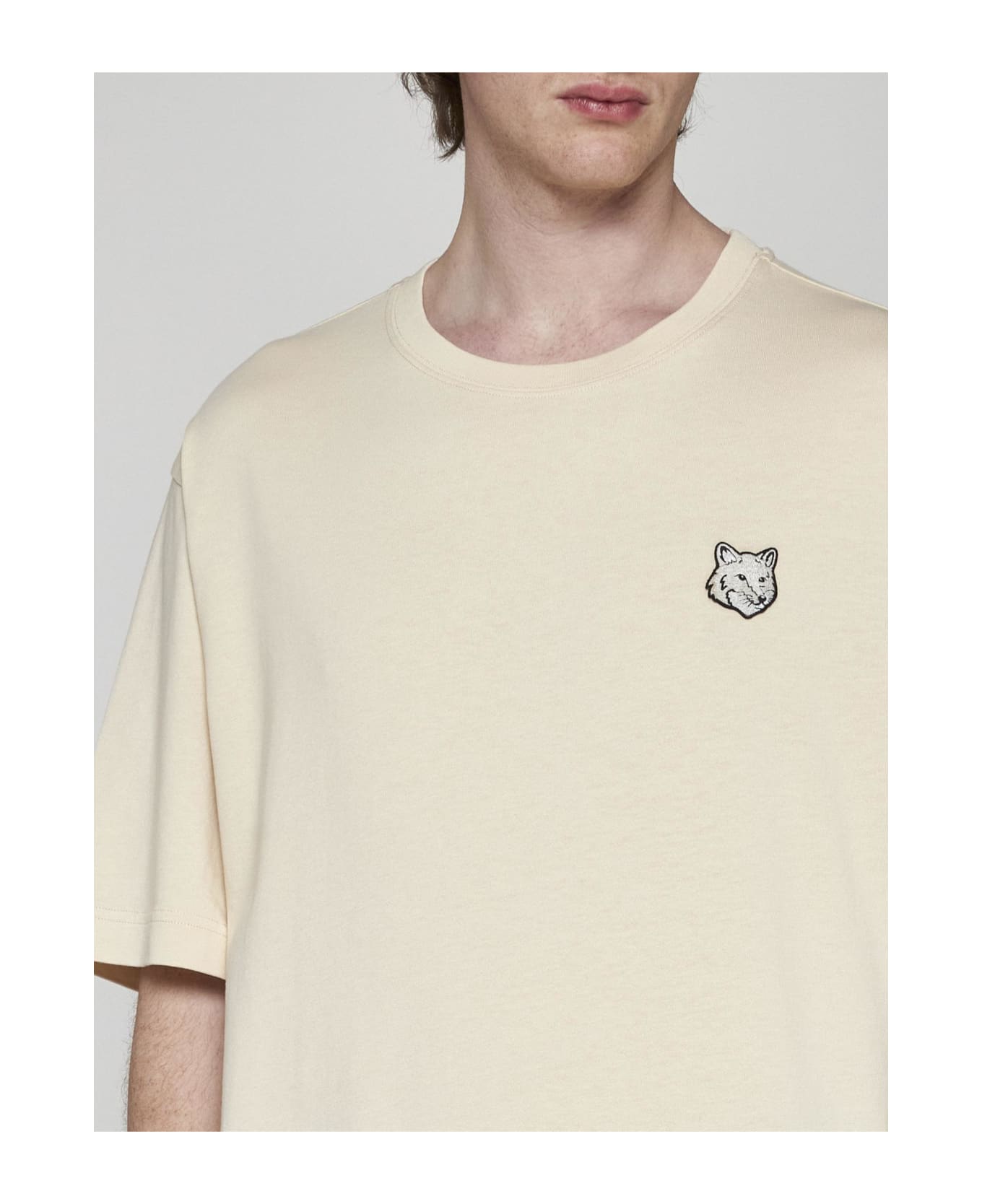 Maison Kitsuné Fox Head Patch Cotton T-shirt - Beige