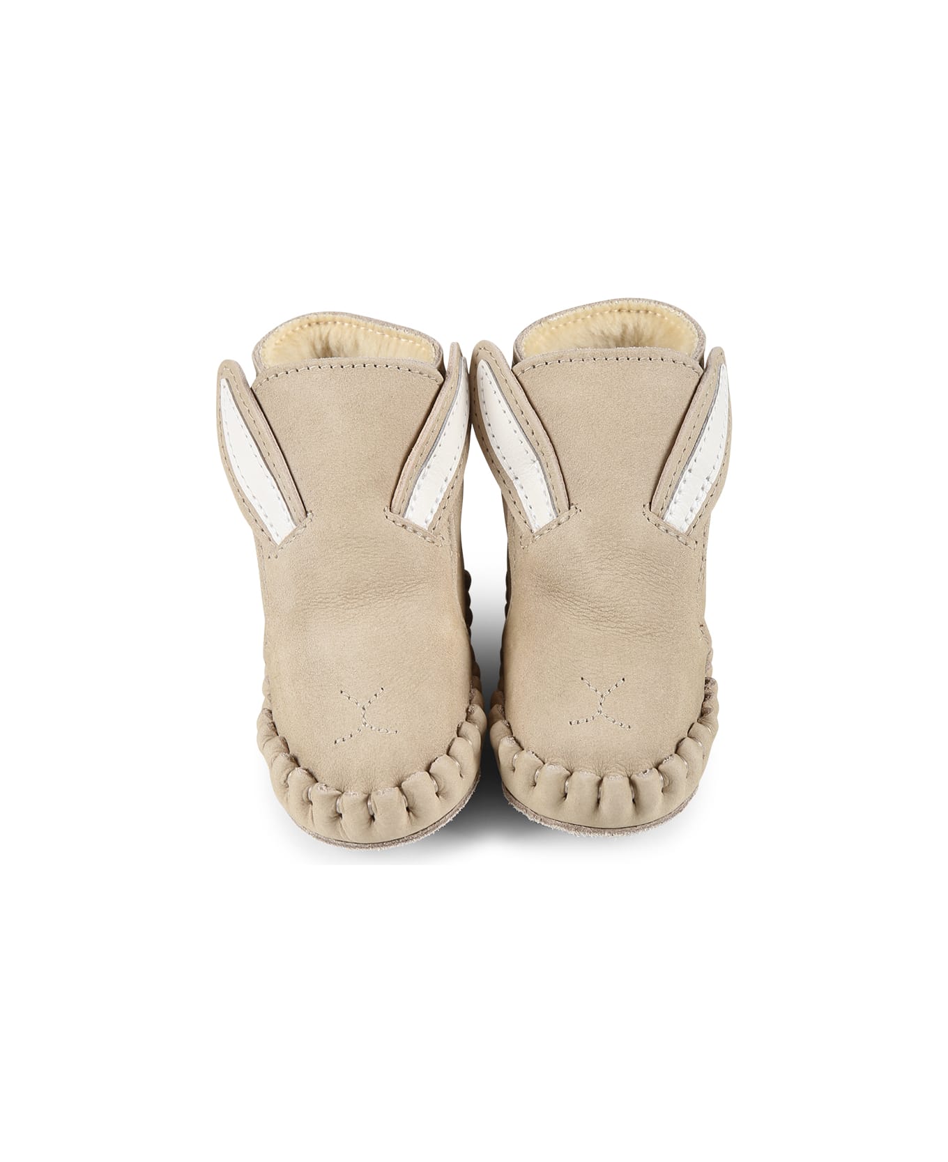 Donsje Beige Ankle Boots For Babykids With Rabbit - Beige