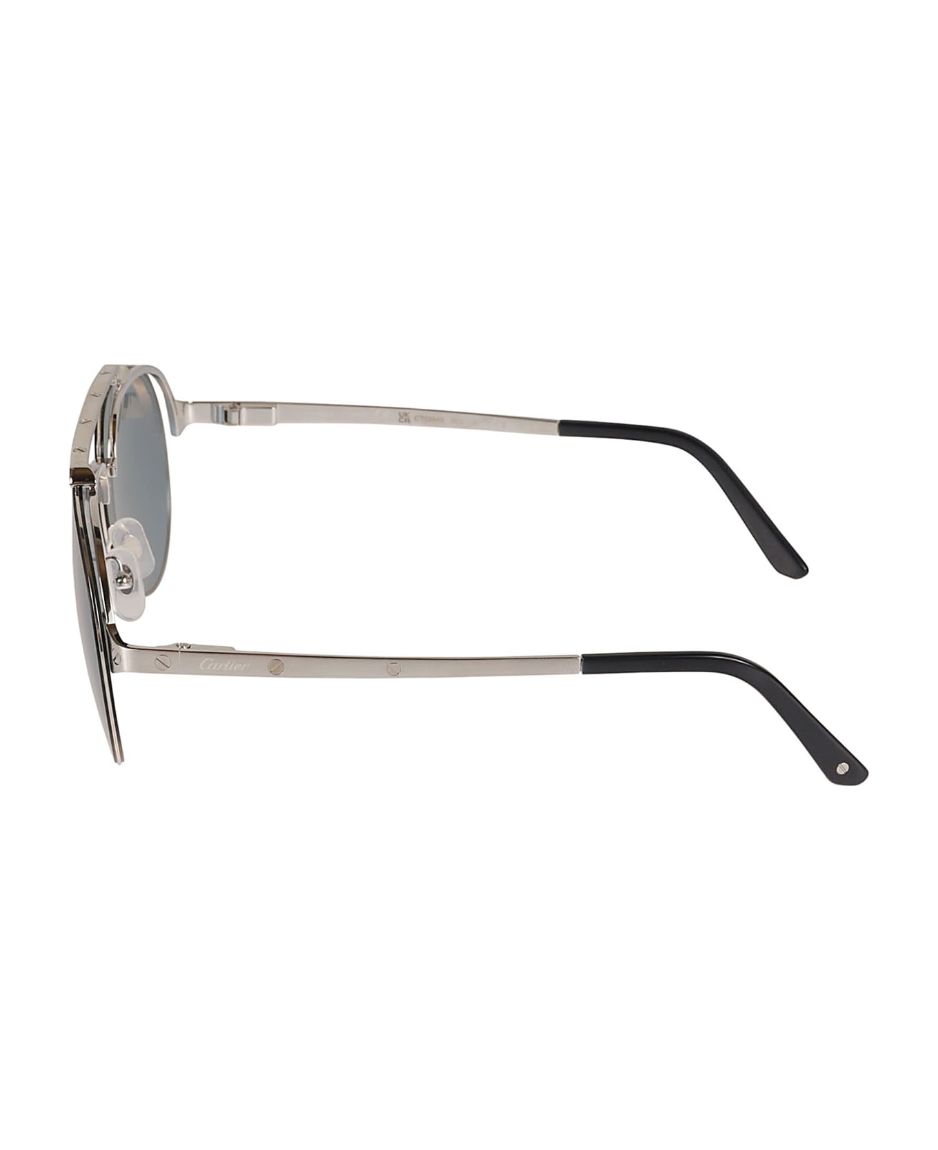 Cartier Eyewear Full Rim Aviator Lens Sunglasses - 003 silver silver blue