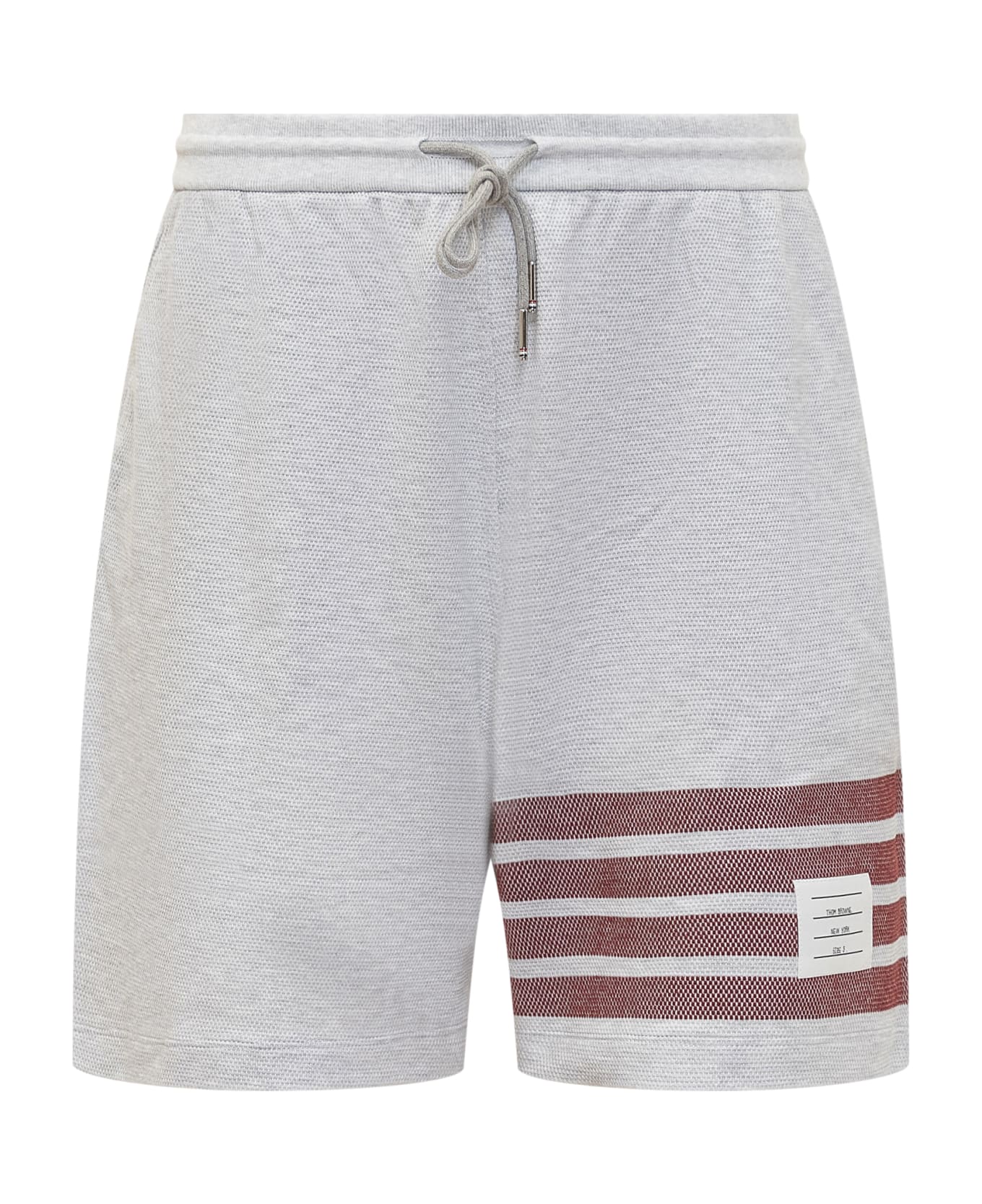 Thom Browne Grey Shorts With 4 Bars Logo In Cotton Man - PALE GREY