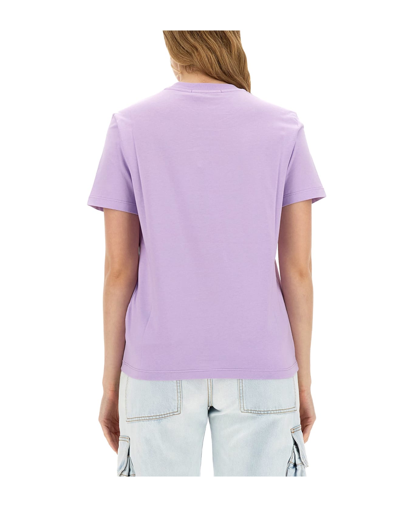 MSGM T-shirt With Logo - Lilac Tシャツ