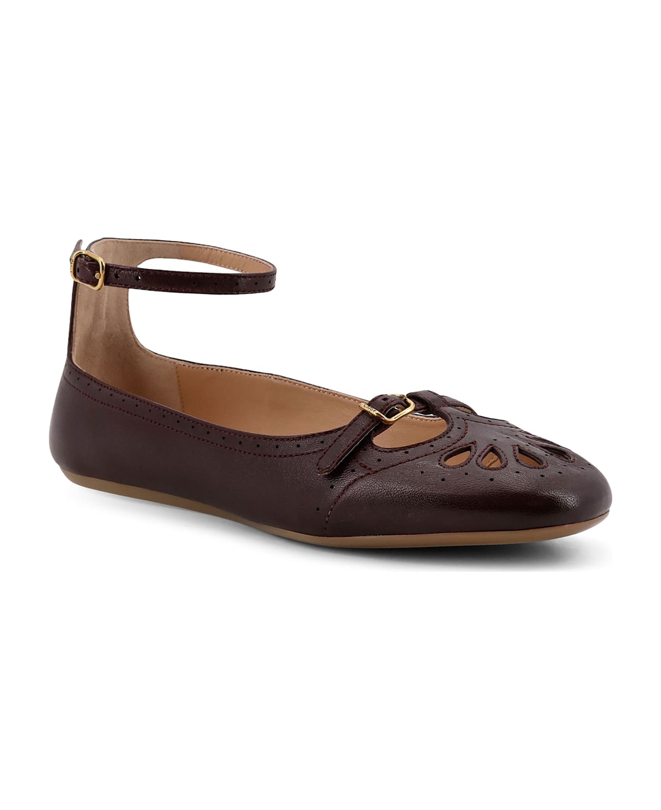 Chloé Misty Leather Ballerinas - BURNT