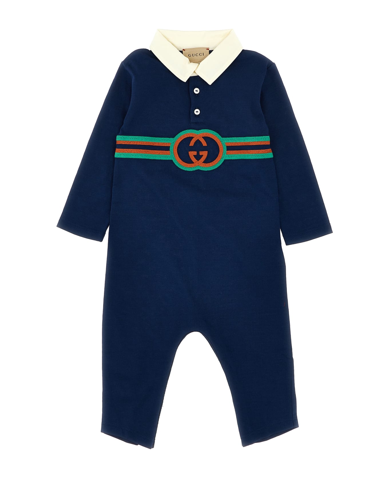 Gucci Logo Embroidery Jumpsuit - Blue ボディスーツ＆セットアップ