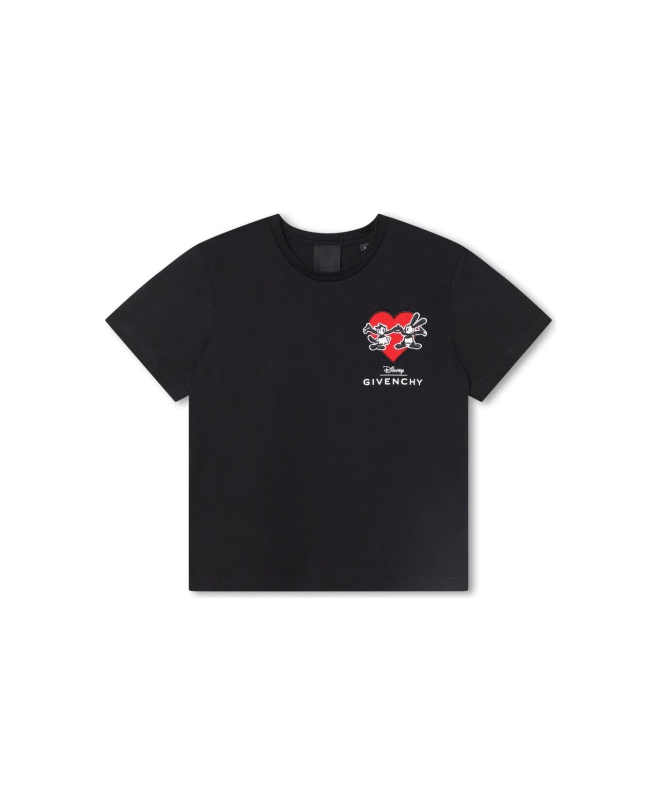 Givenchy Black T-shirt With Patch Embroidered Logo At The Front In Cotton Girl - Black