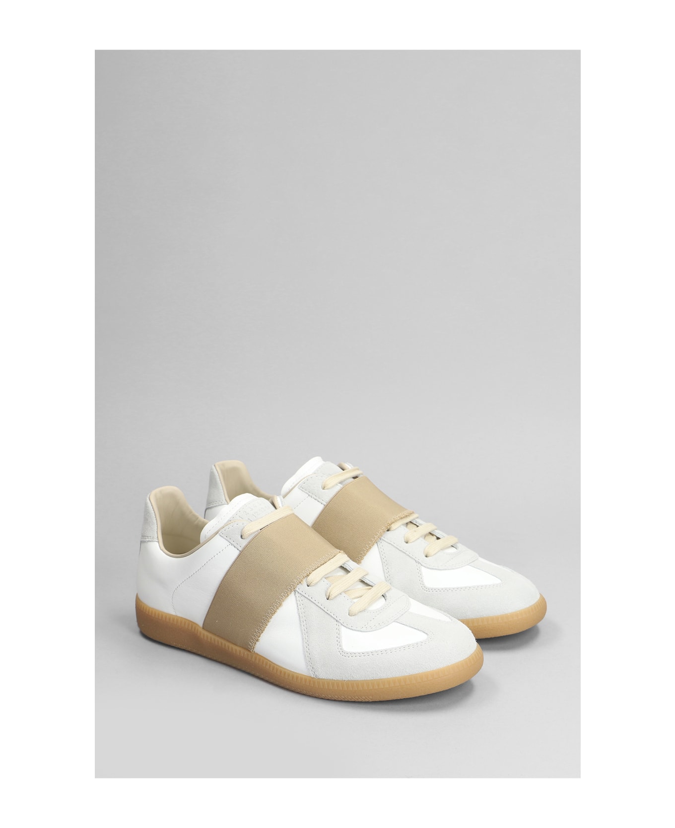 Maison Margiela Replica Sneakers In White Suede And Leather - white