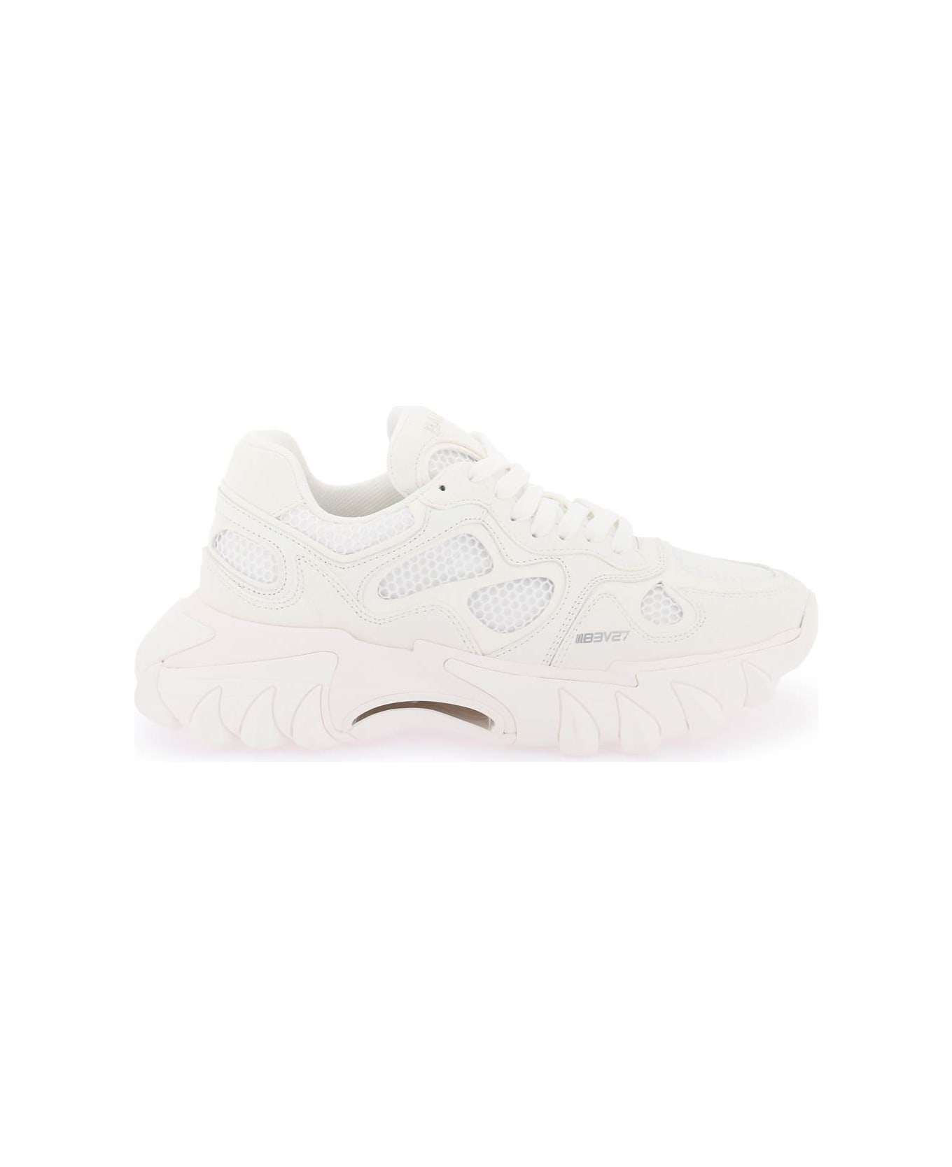 Balmain B-east Leather And Mesh Sneakers - BLANC OPTIQUE (White)