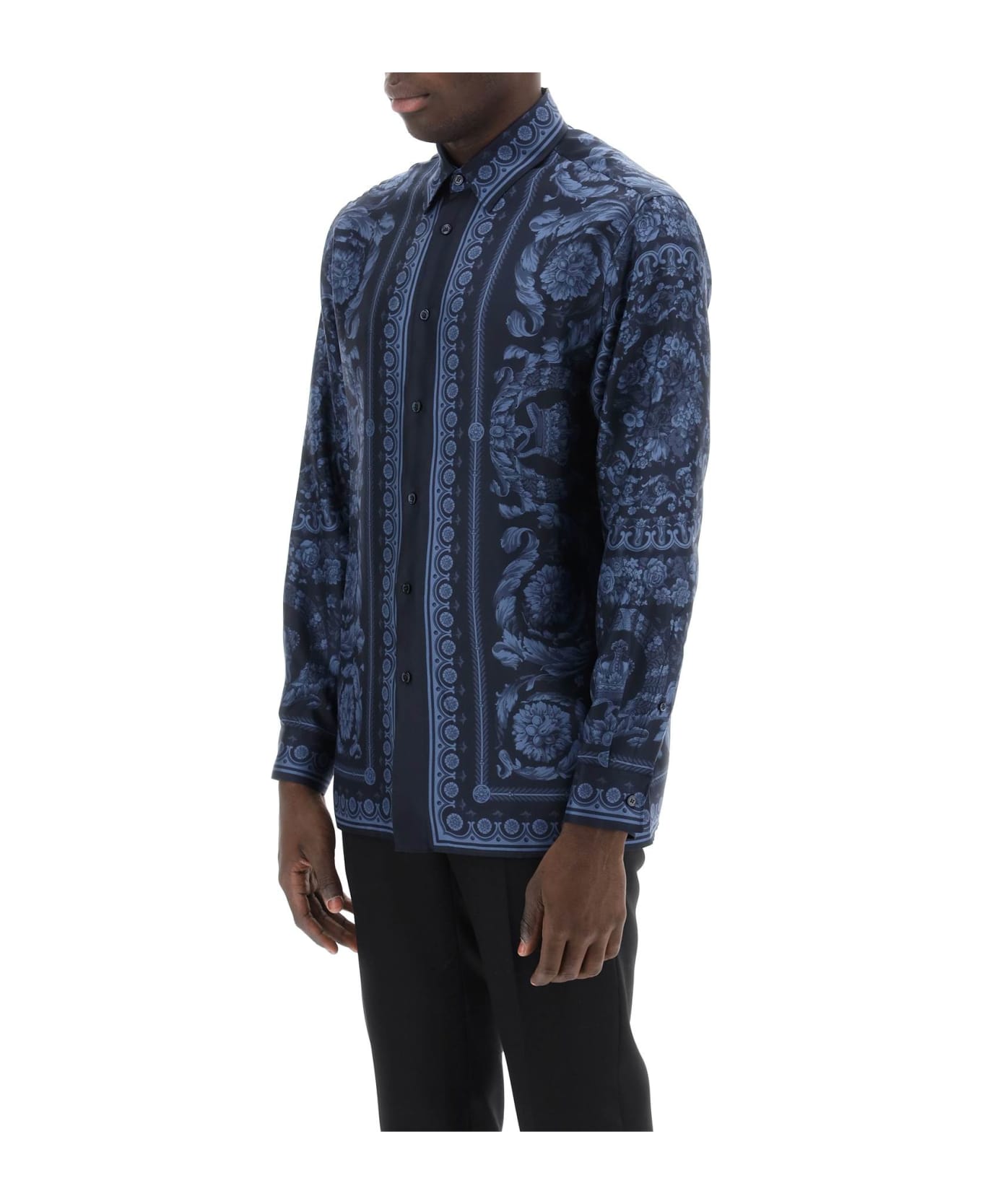 Versace Printed Silk Shirt - Blue