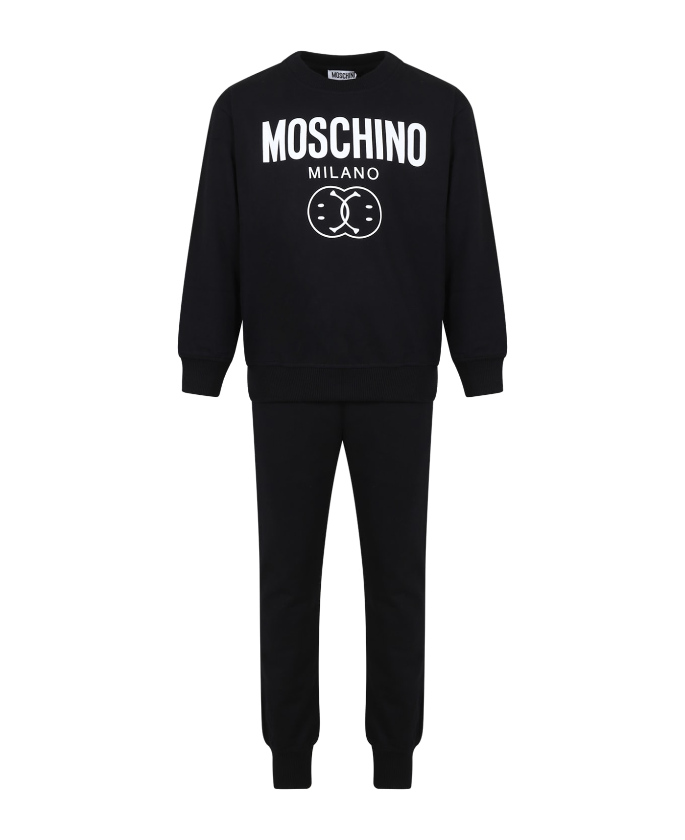 Moschino Black Suit For Kids With Smiley - Black