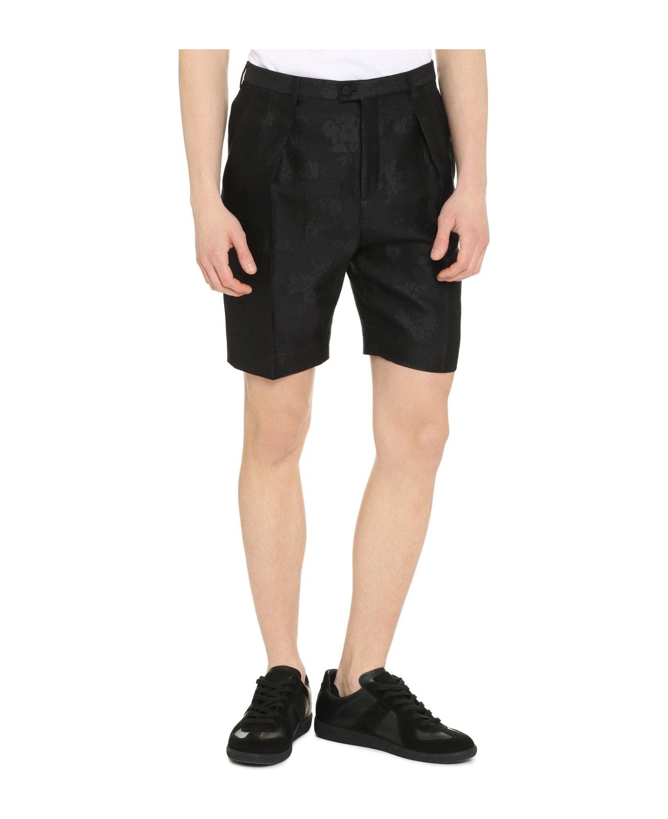 Saint Laurent High Waist Jacquard Shorts - BLACK ショートパンツ
