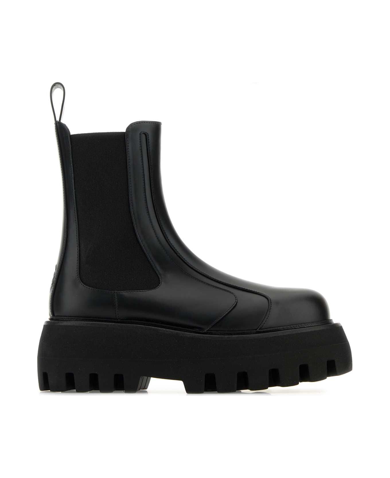 Alexander McQueen Black Leather Chelsea Sofa Ankle Boots - Black