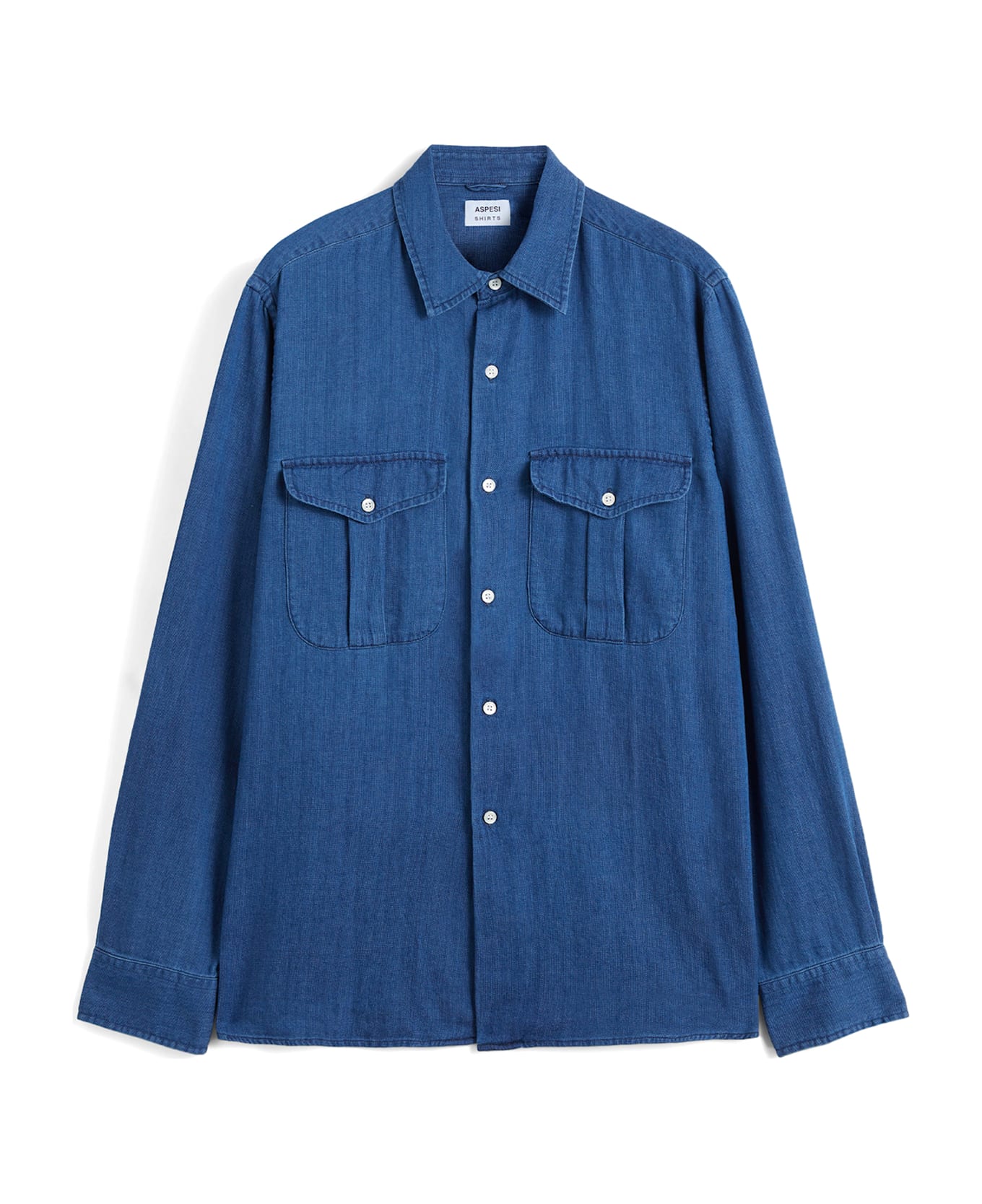 Aspesi Men's Denim Blue Shirt With Pockets - AZZURRO