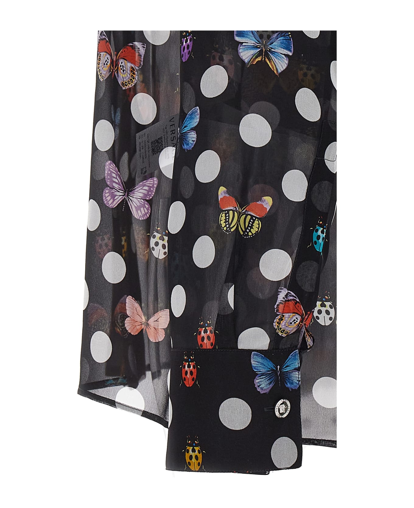 Versace Butterfly And Polka Dot Print Shirt - Black