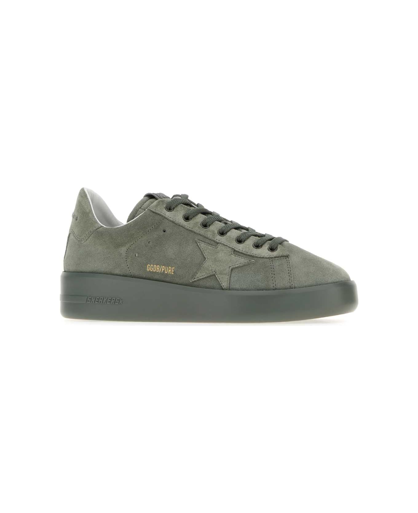 Golden Goose Dark Grey Suede Pure-star Sneakers - MILITARYGREEN