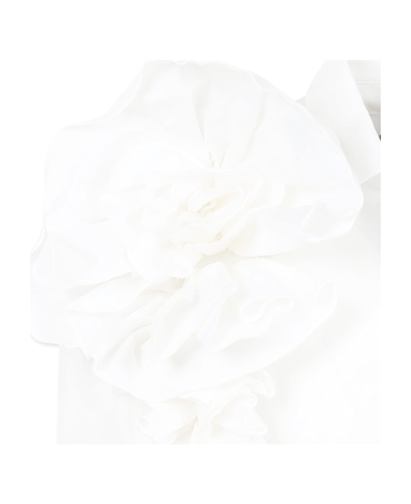 Douuod White Shirt For Girl With Roses - Ivory