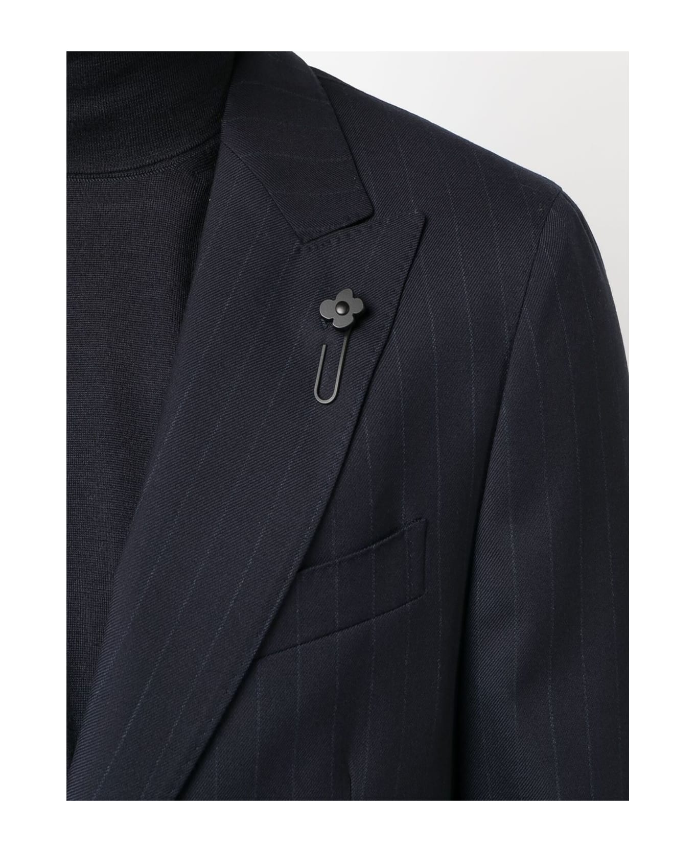 Lardini Navy Blue Wool Single-breasted Suit - Blue