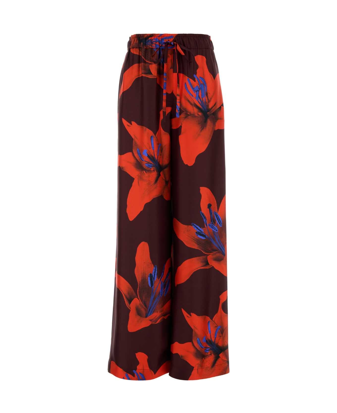 Alexander McQueen Printed Satin Wide-leg Pant - BURGUNDY-FIRERED