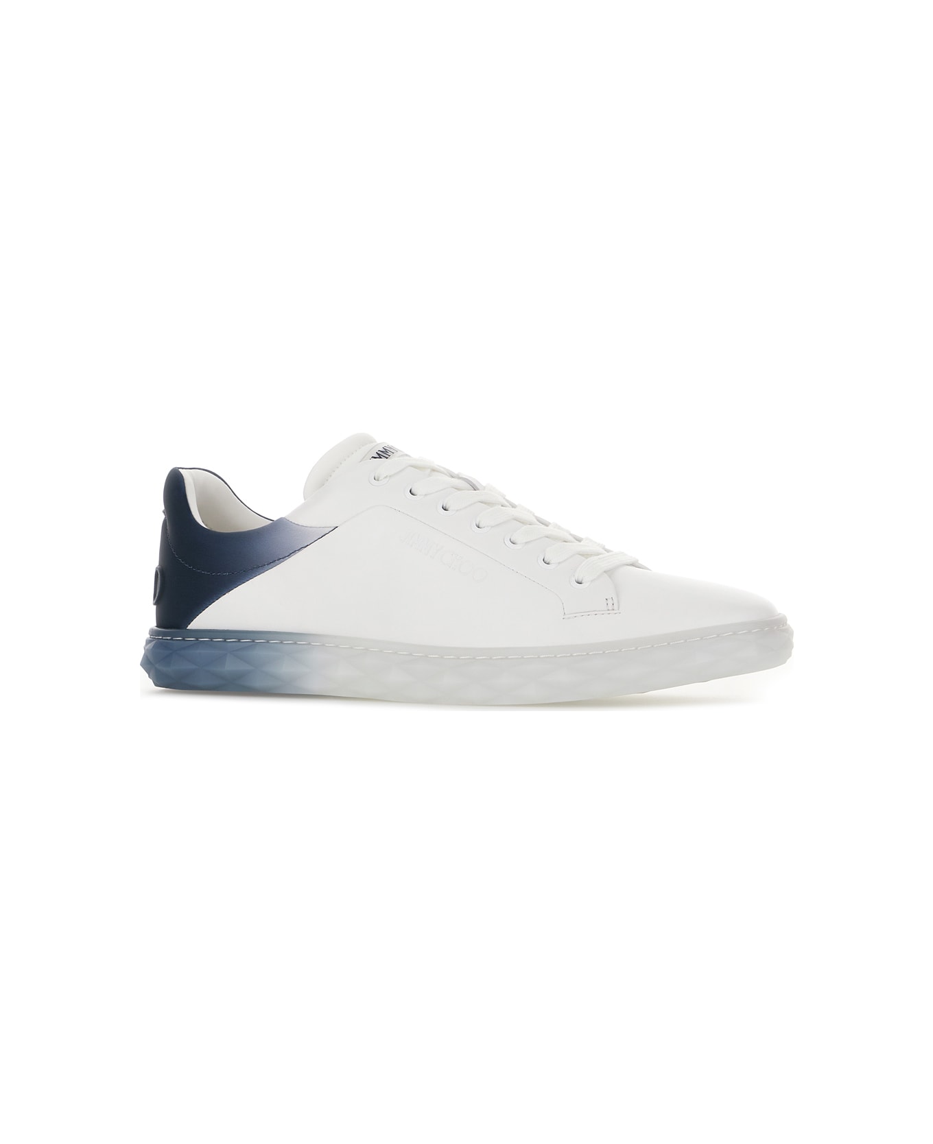 Jimmy Choo White Leather Diamond Light Sneakers - WHITENAVY