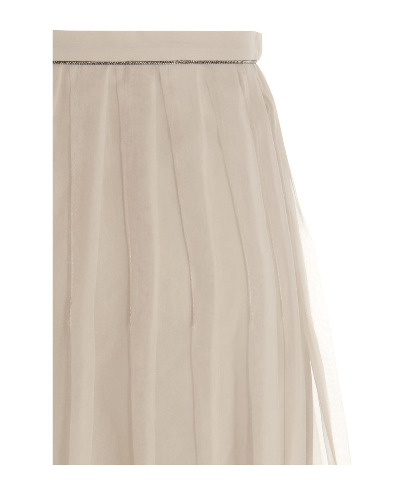 Brunello Cucinelli 
monile
 Detail Silk Skirt - Cream