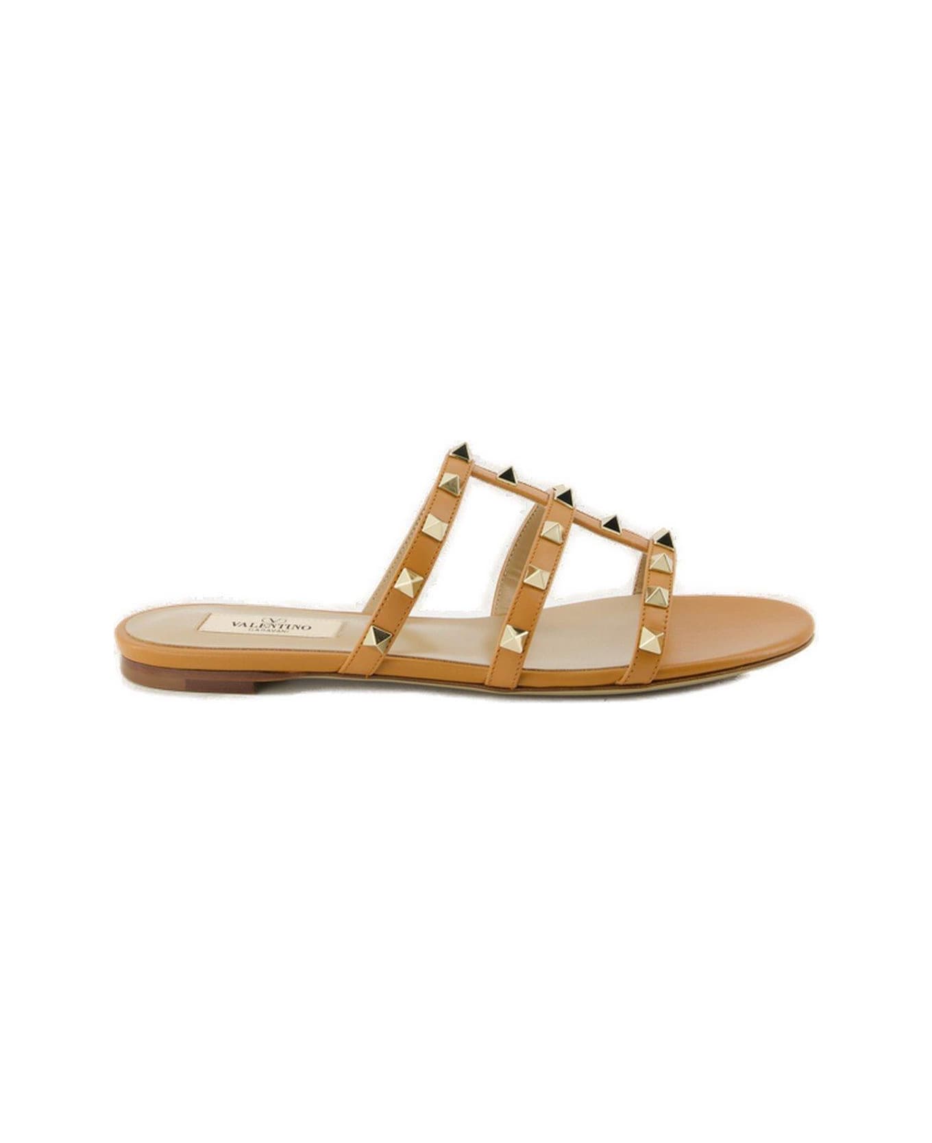 Valentino Garavani Garavani Rockstud Slip-on Flat Sandals - Leather Brown