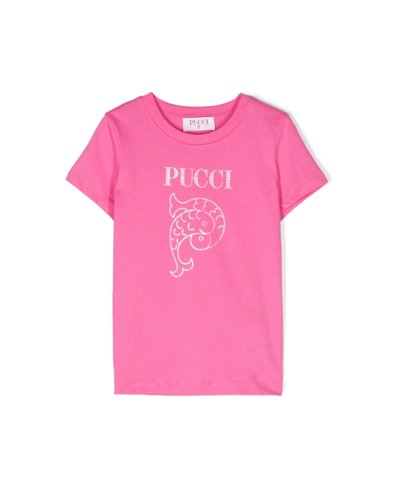 Pucci Fuchsia T-shirt With Pucci P Print - Pink