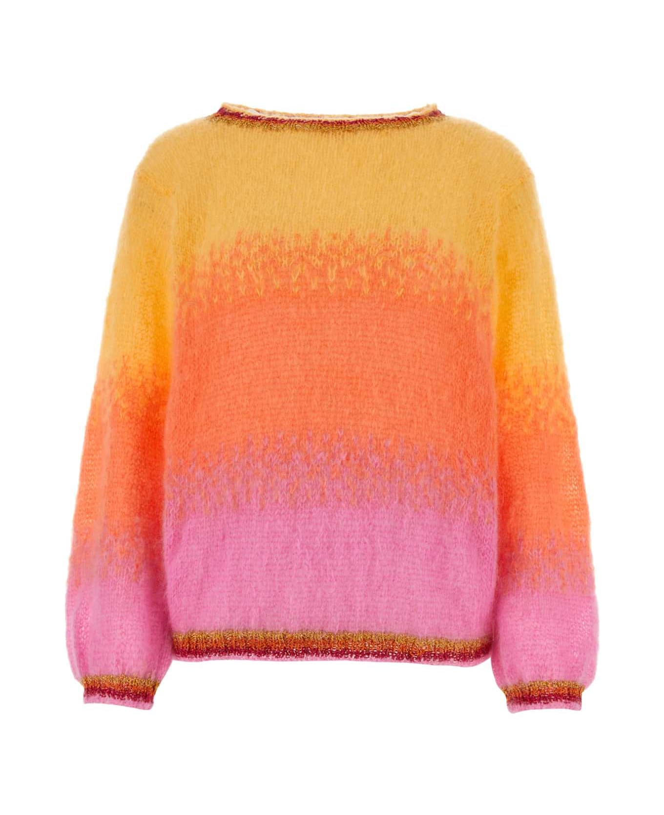 Rose Carmine Multicolor Mohair Blend Sweater - BARBAPAPA