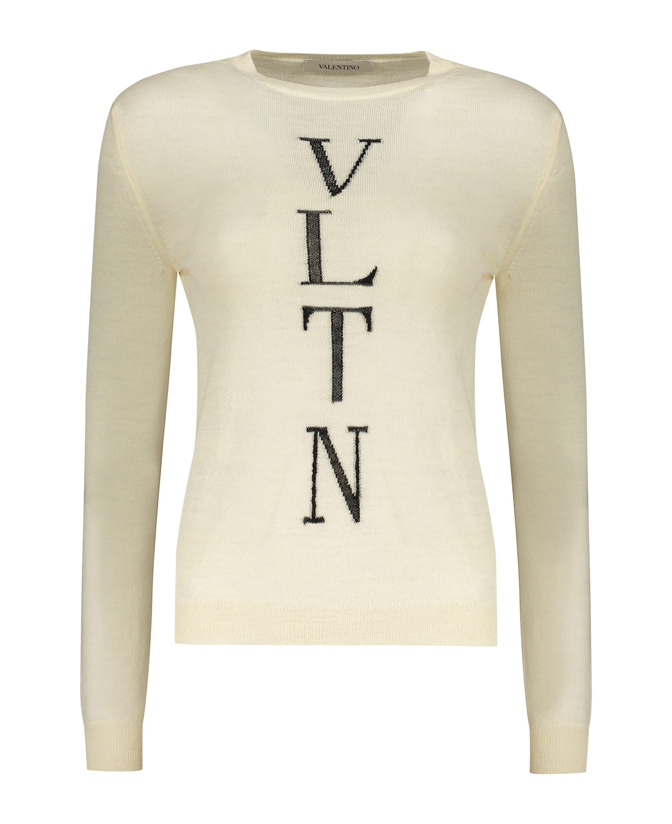 Valentino Long Sleeve Crew-neck Sweater - Ivory