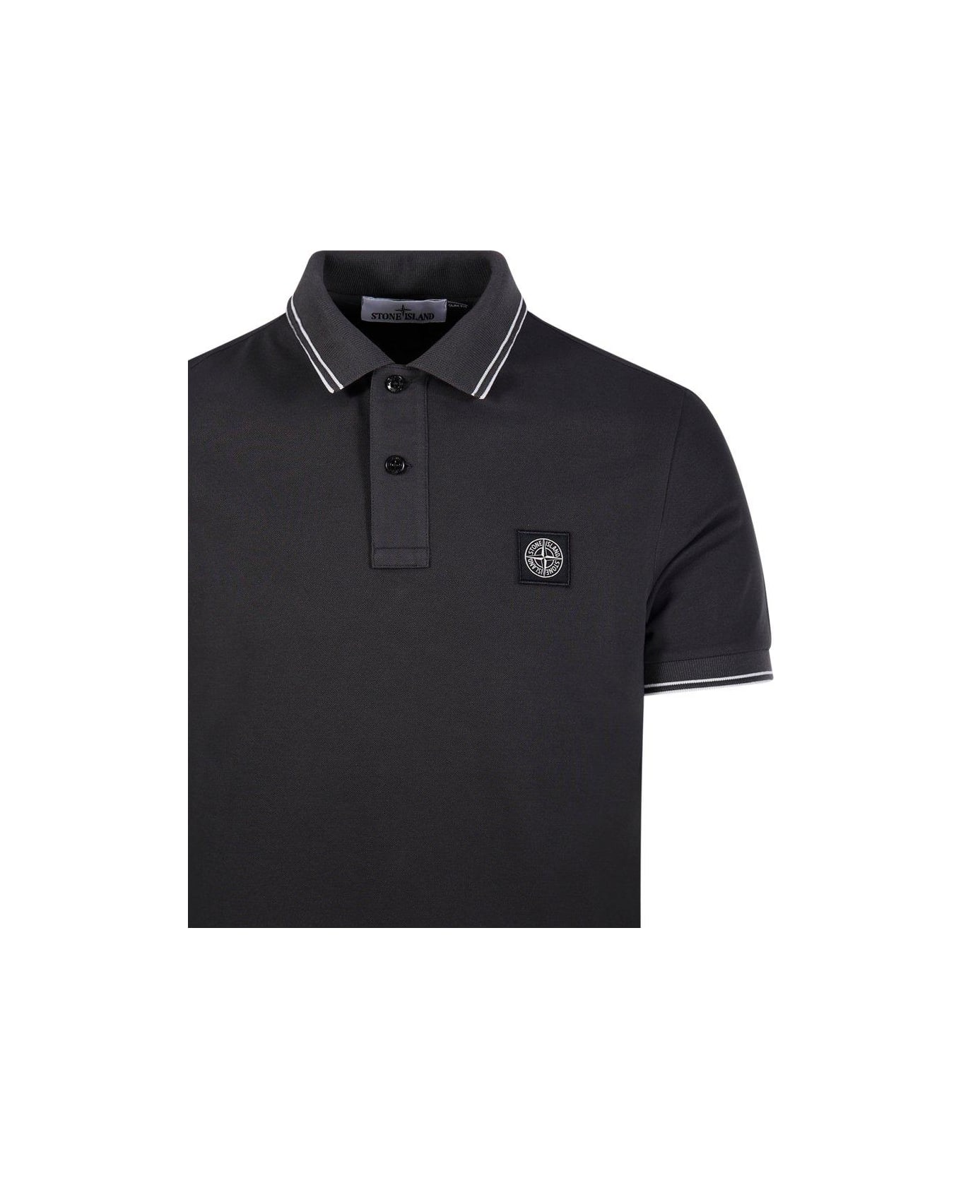 Stone Island Logo Patch Short-sleeved Polo Shirt - Grey