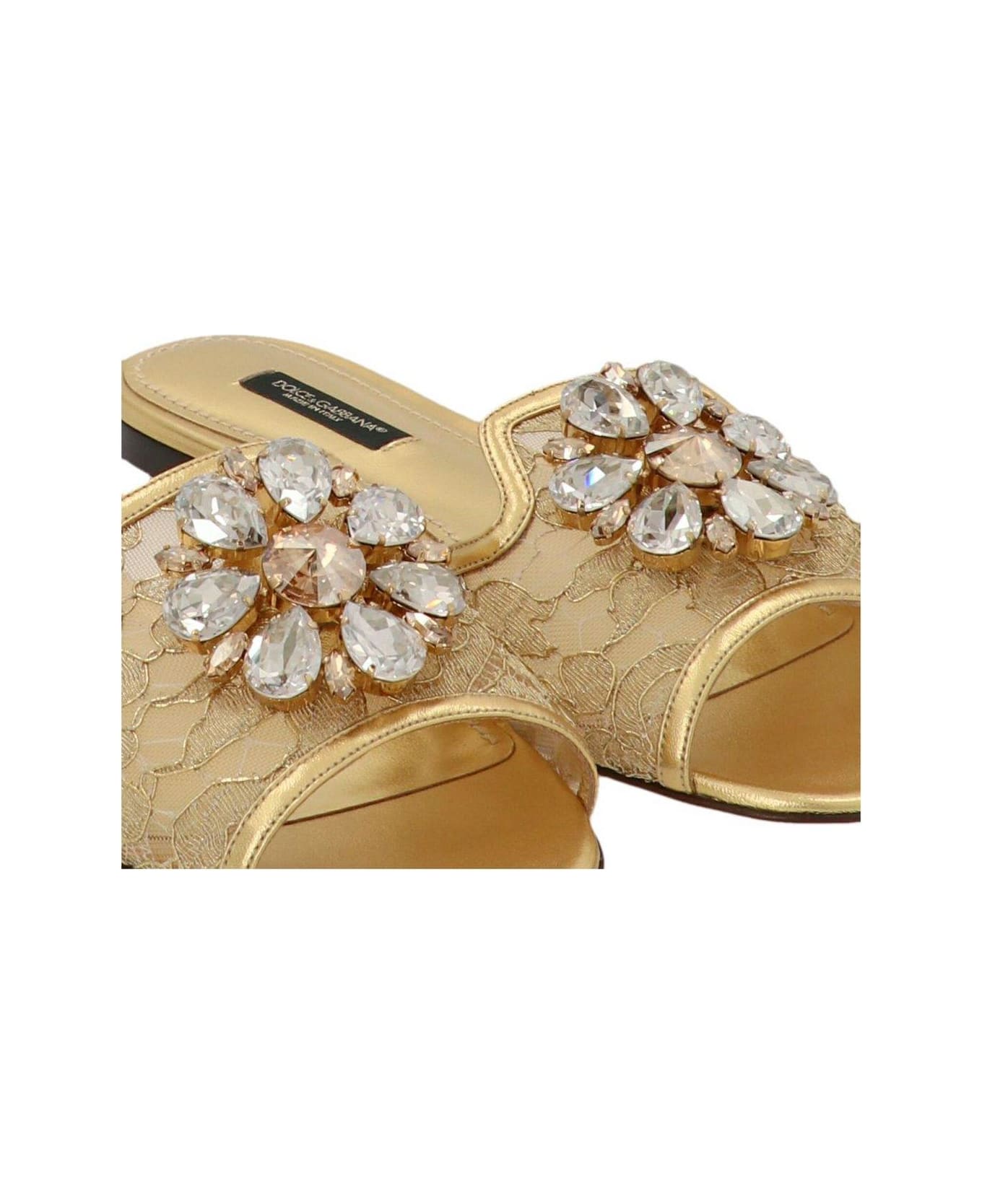 Dolce 
Gabbana Embellished Slip-on Sandals - Golden