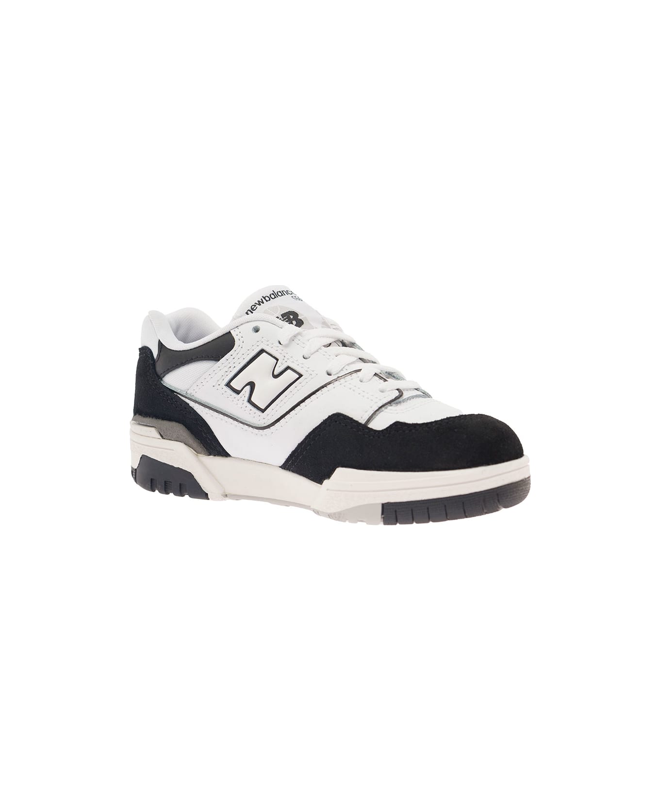 New Balance 
550
 White And Black Sneakers With Side Logo And Suede Inserts In Leather Boy - Multicolor