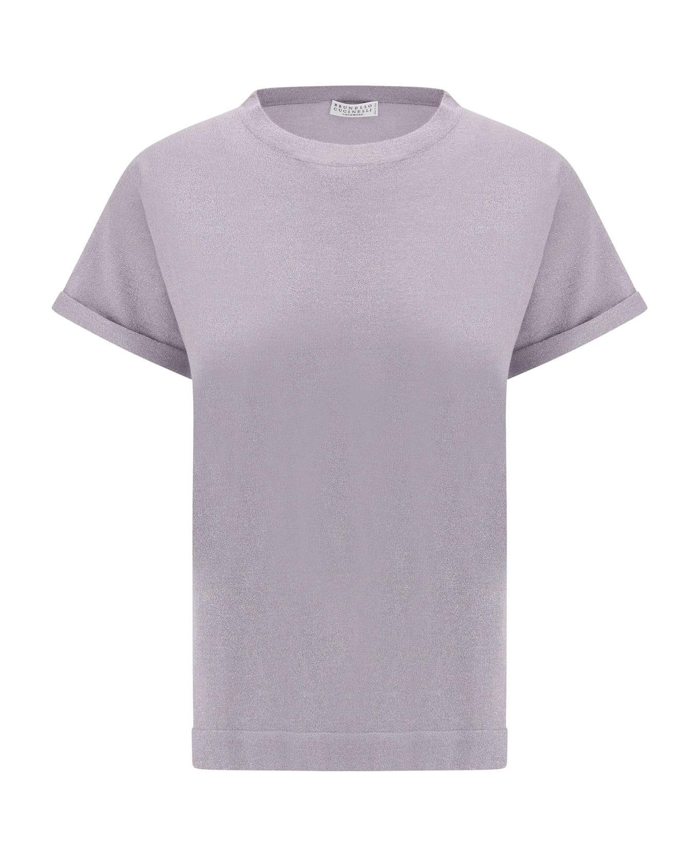 Brunello Cucinelli Cashmere Glitter T-shirt - Purple Ash