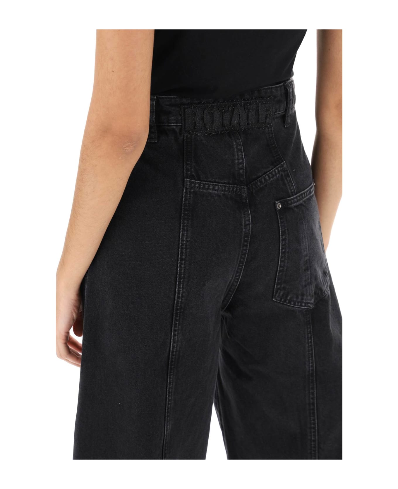 Rotate by Birger Christensen Baggy Jeans With Curved Leg - BLACK WASHED (Black)