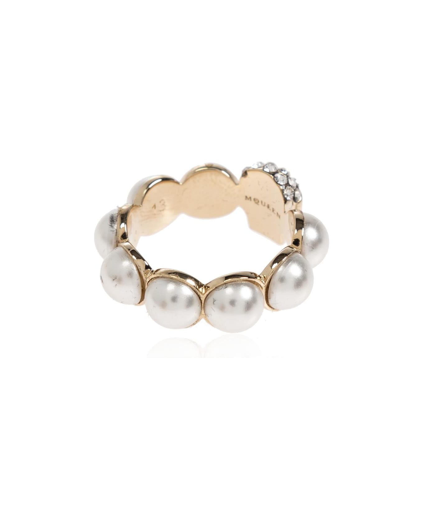 Alexander McQueen Ring With Shimmering Crystals - GOLD