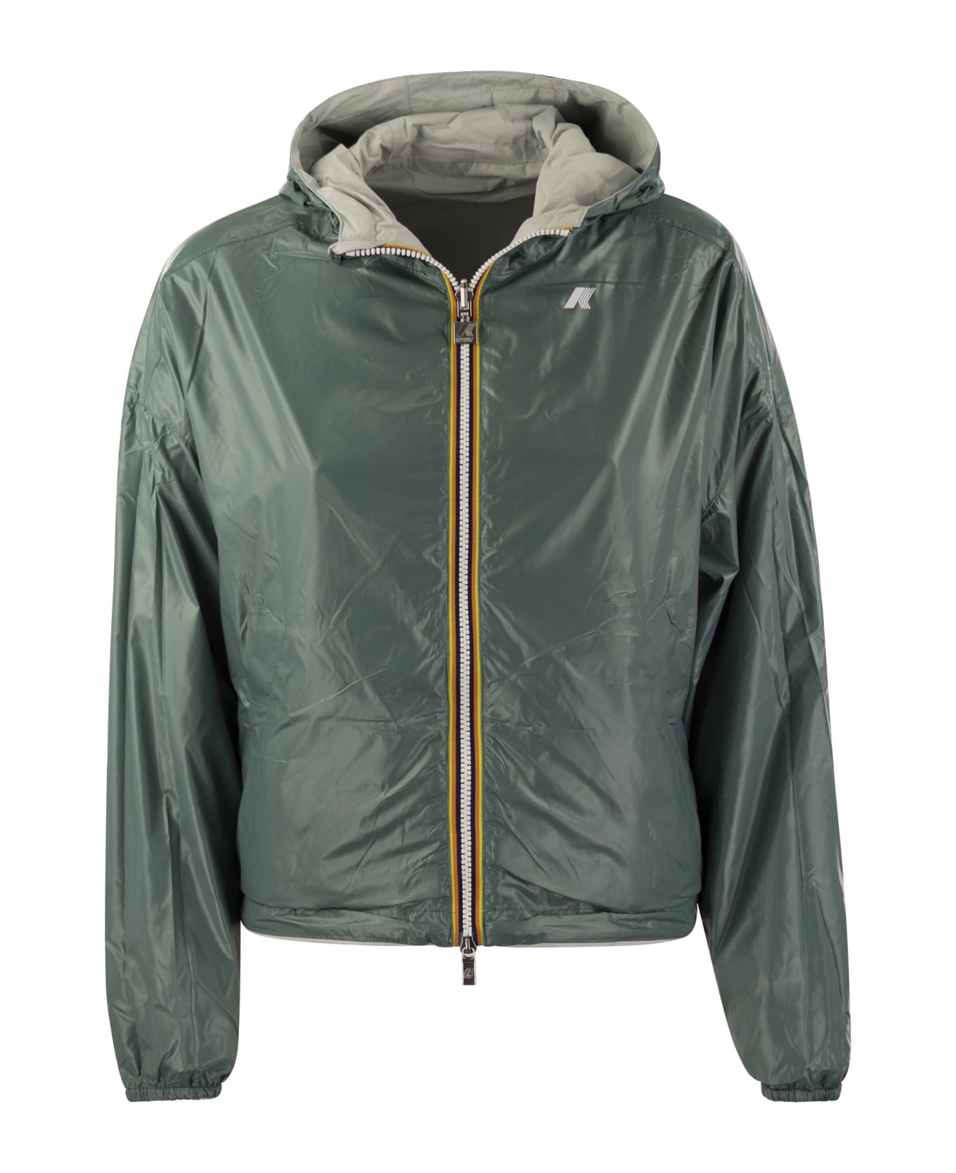 K-Way Laurette Plus - Reversible Hooded Jacket - Grey S Green P