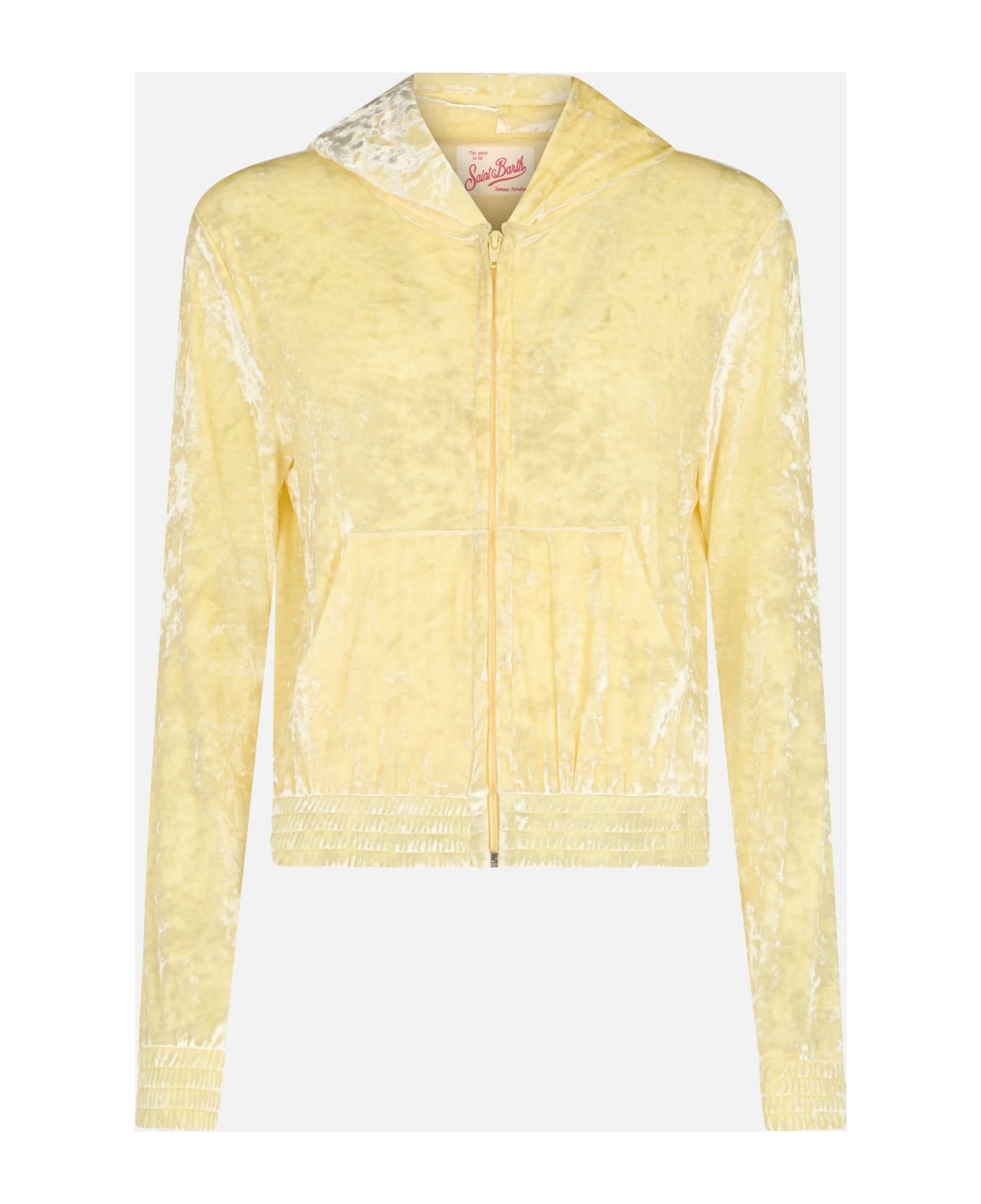 MC2 Saint Barth Woman Pale Yellow Chenille Zipped Hoodie Jasmine - YELLOW