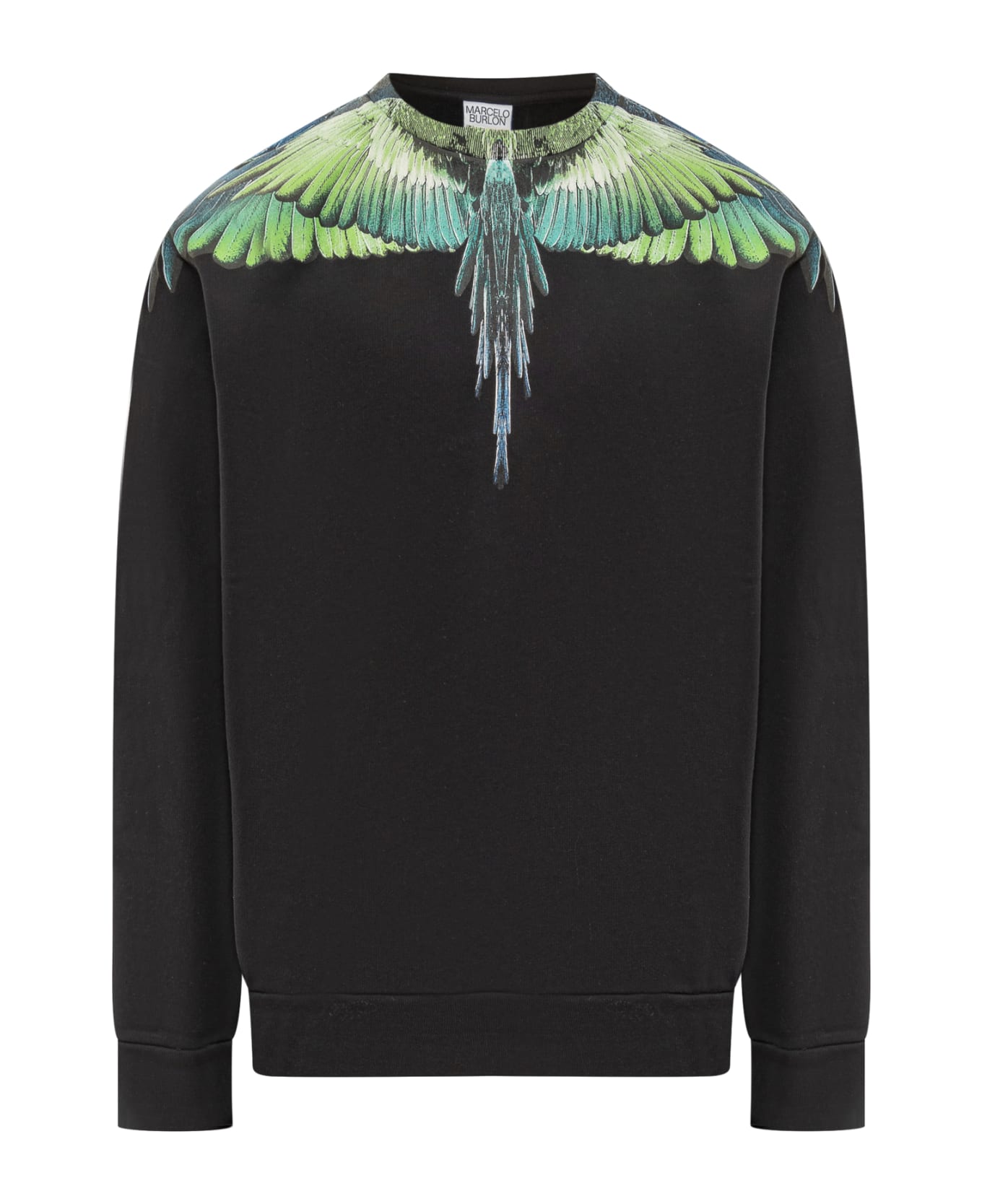Marcelo Burlon Icon Wings Sweatshirt - BLACK LIGHT GREEN