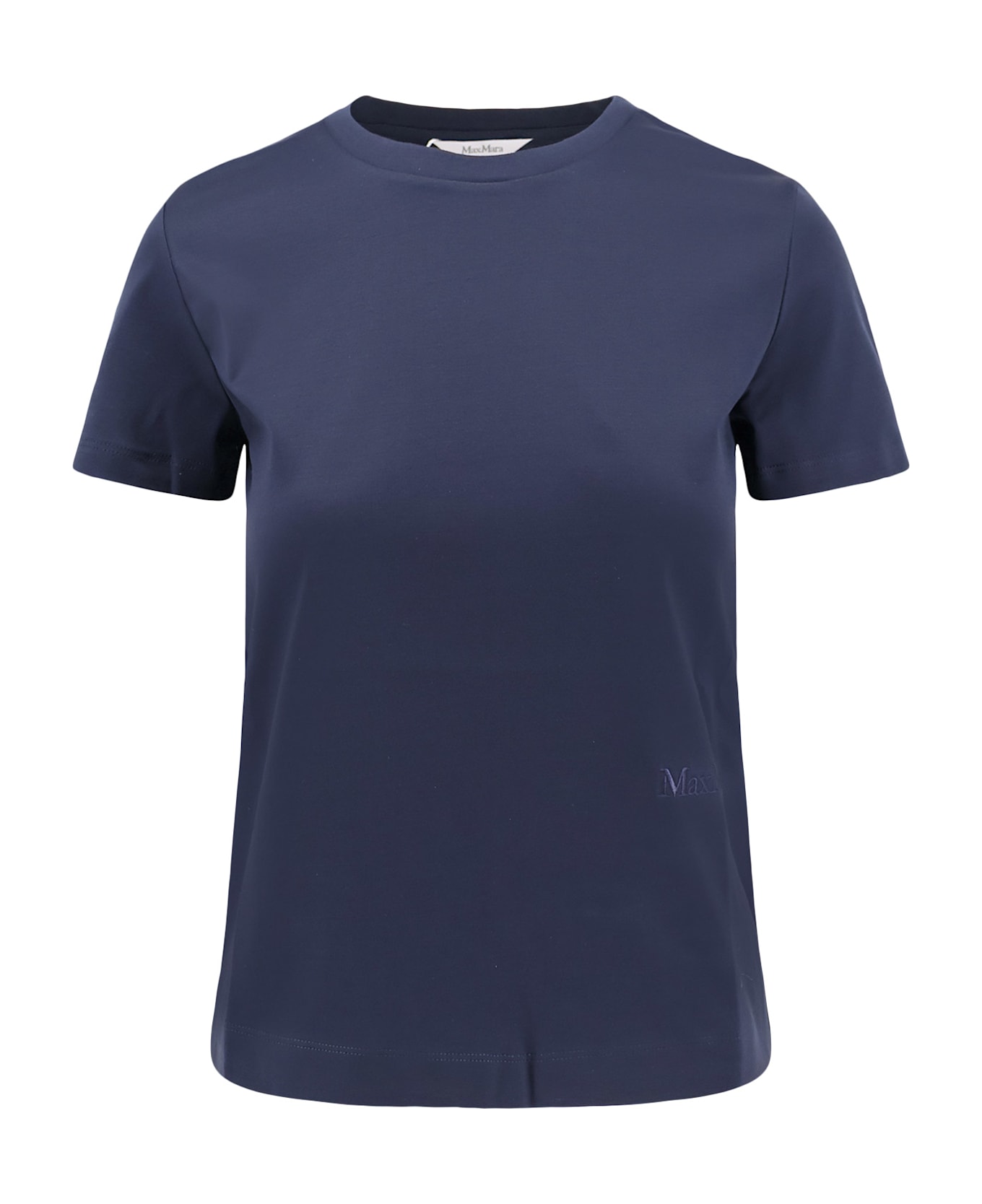 Max Mara Logo Embroidered Crewneck T-shirt - Blue