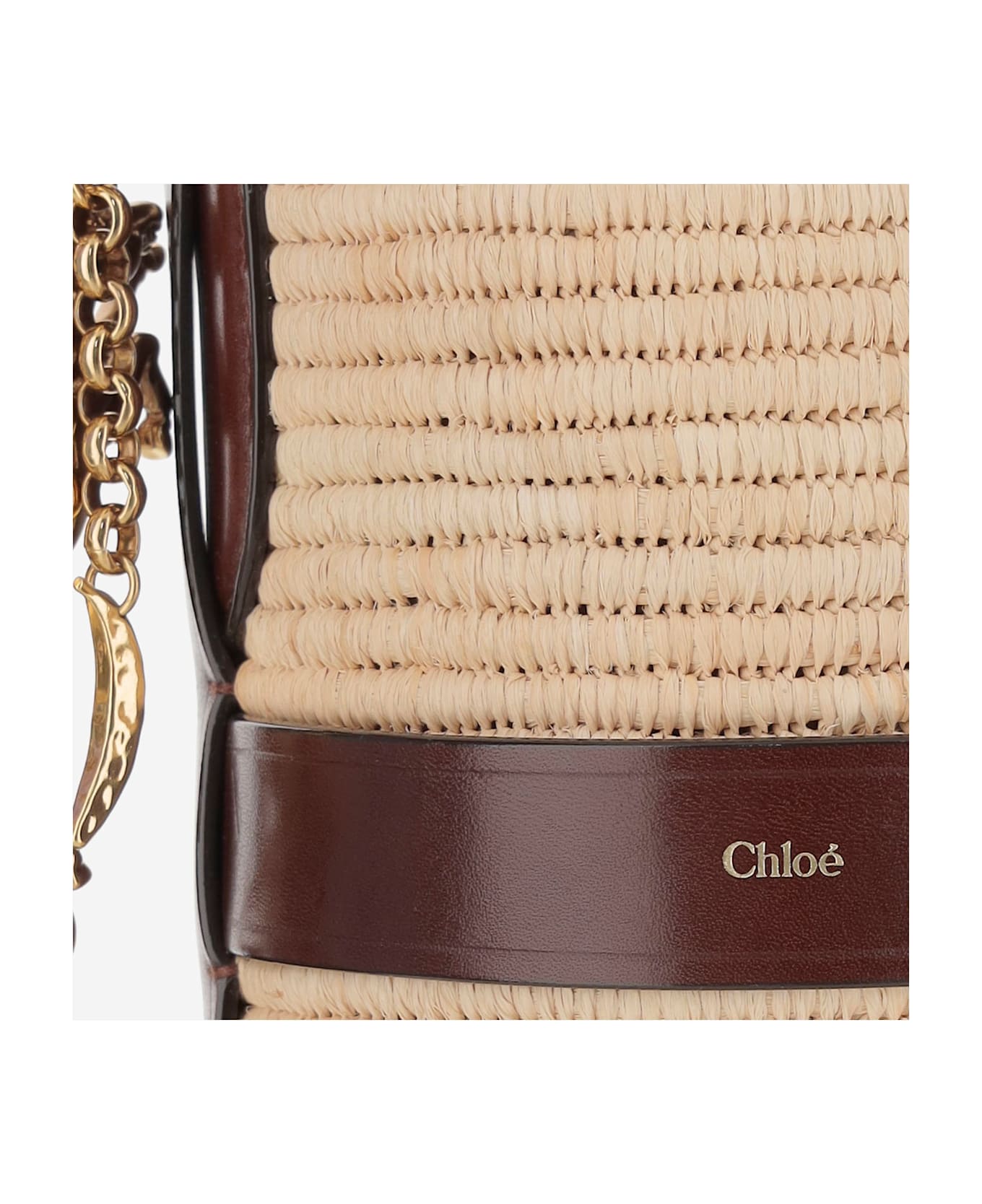 Chloé Kerala 25 Bag In Raffia And Leather - Natural