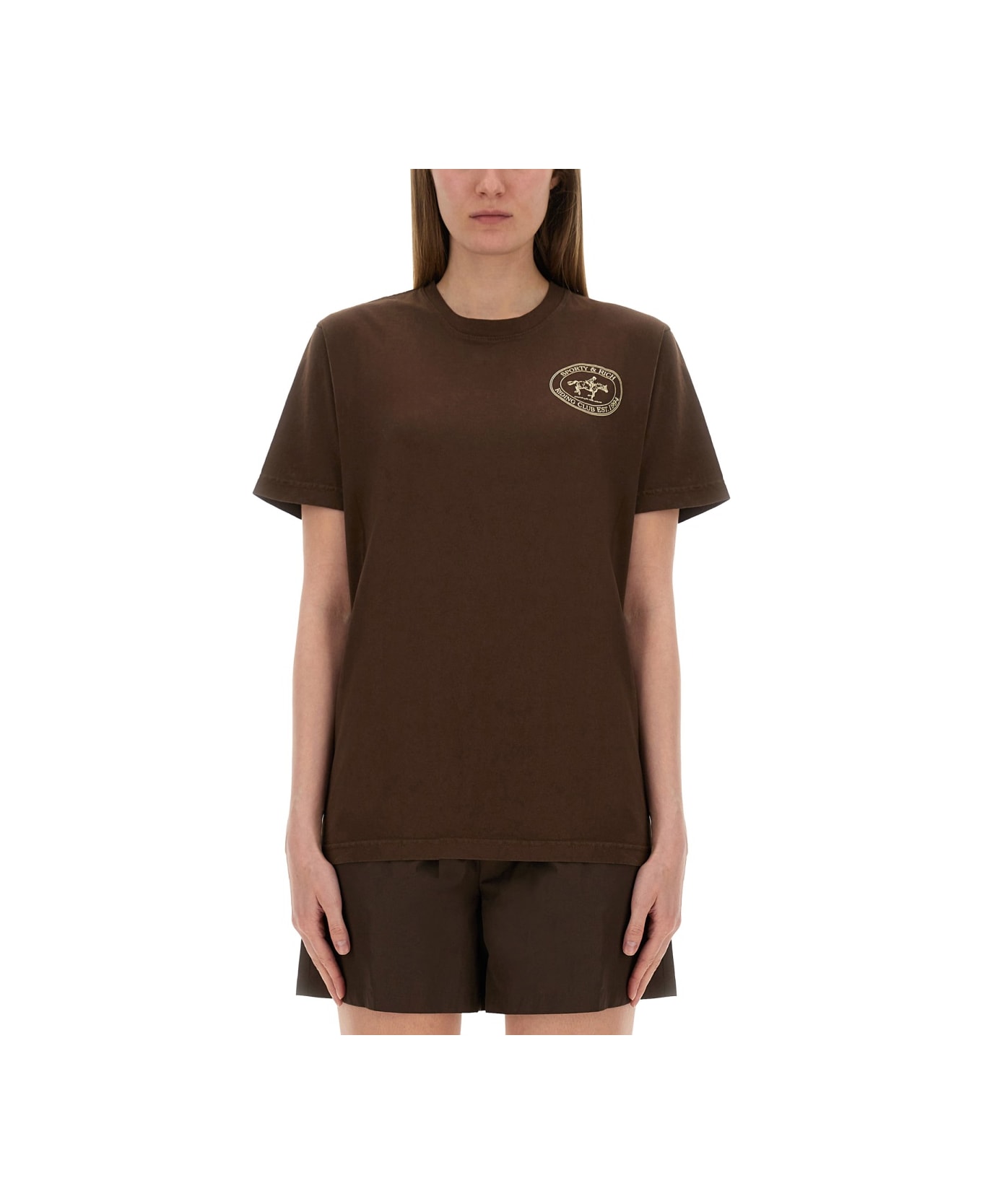 Sporty 
Rich "riding Club" T-shirt - BROWN