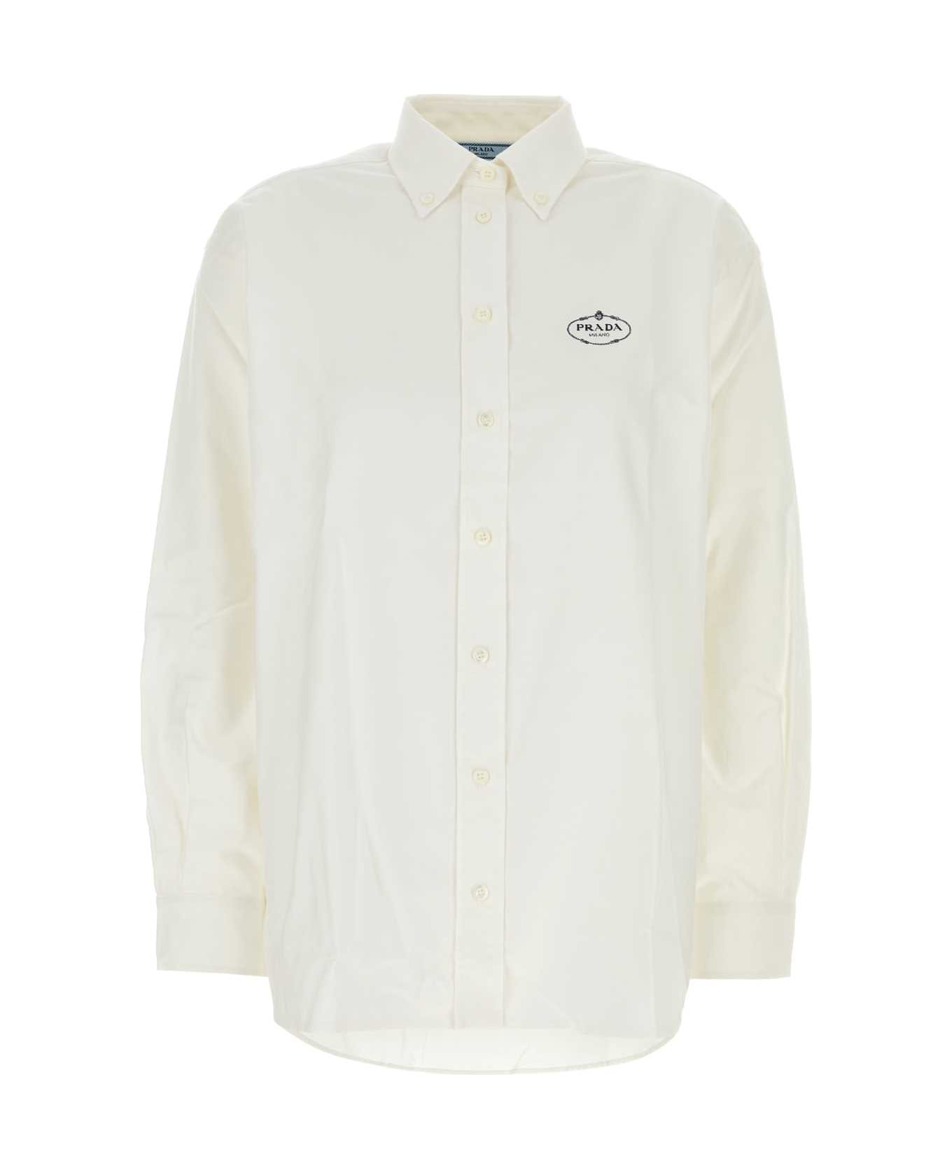 Prada White Oxford Oversize Shirt - BIANCO