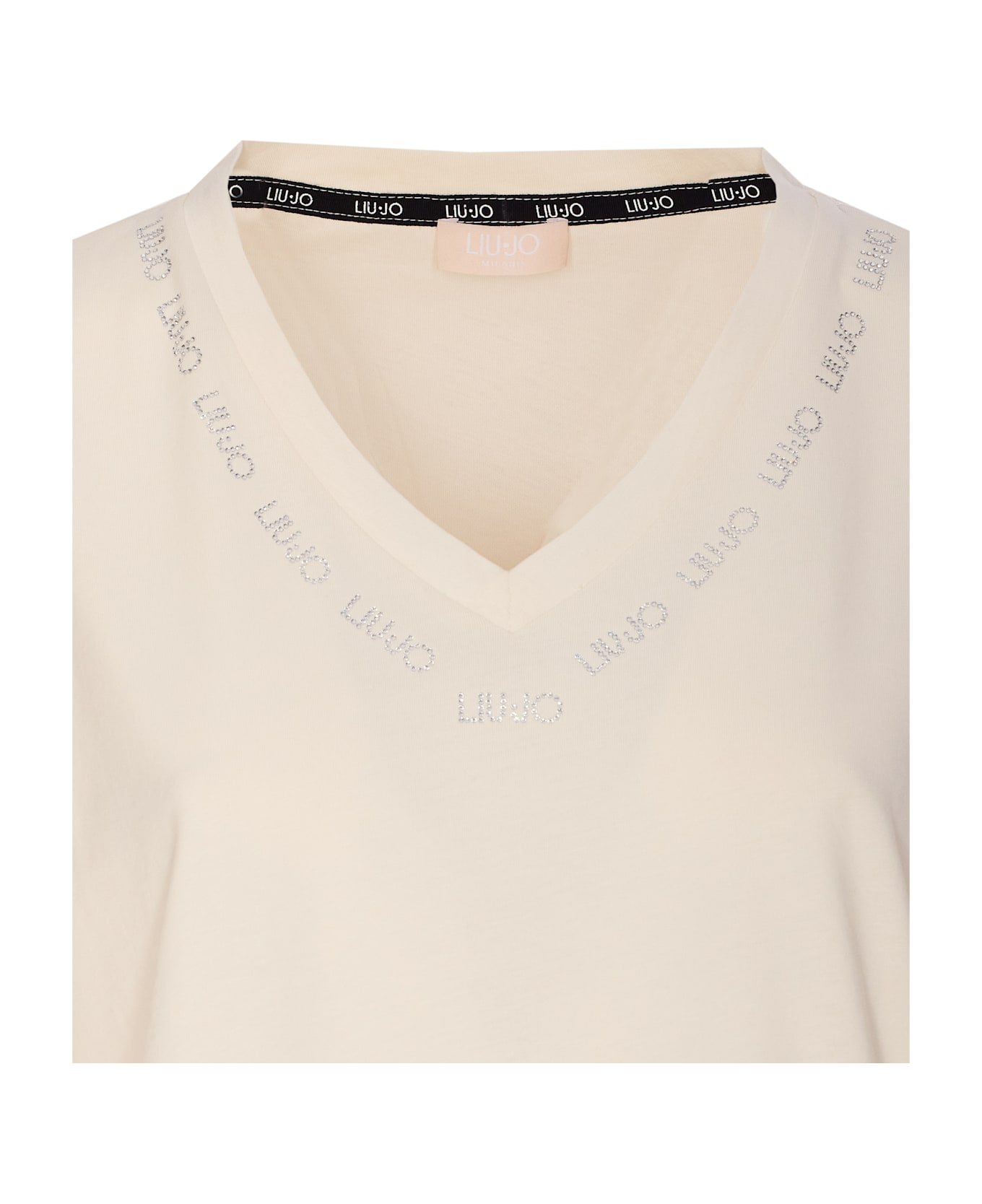 Liu-Jo Strass Logo T-shirt - White