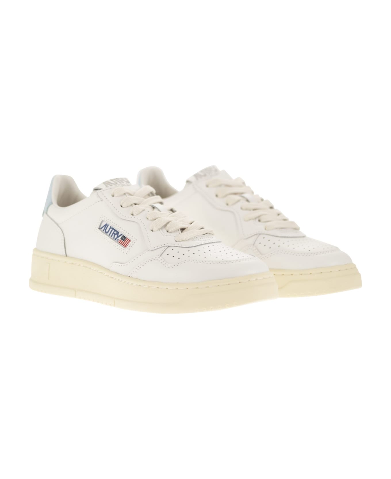 Autry Medalist Low - Leather Sneakers - Wht/str blue