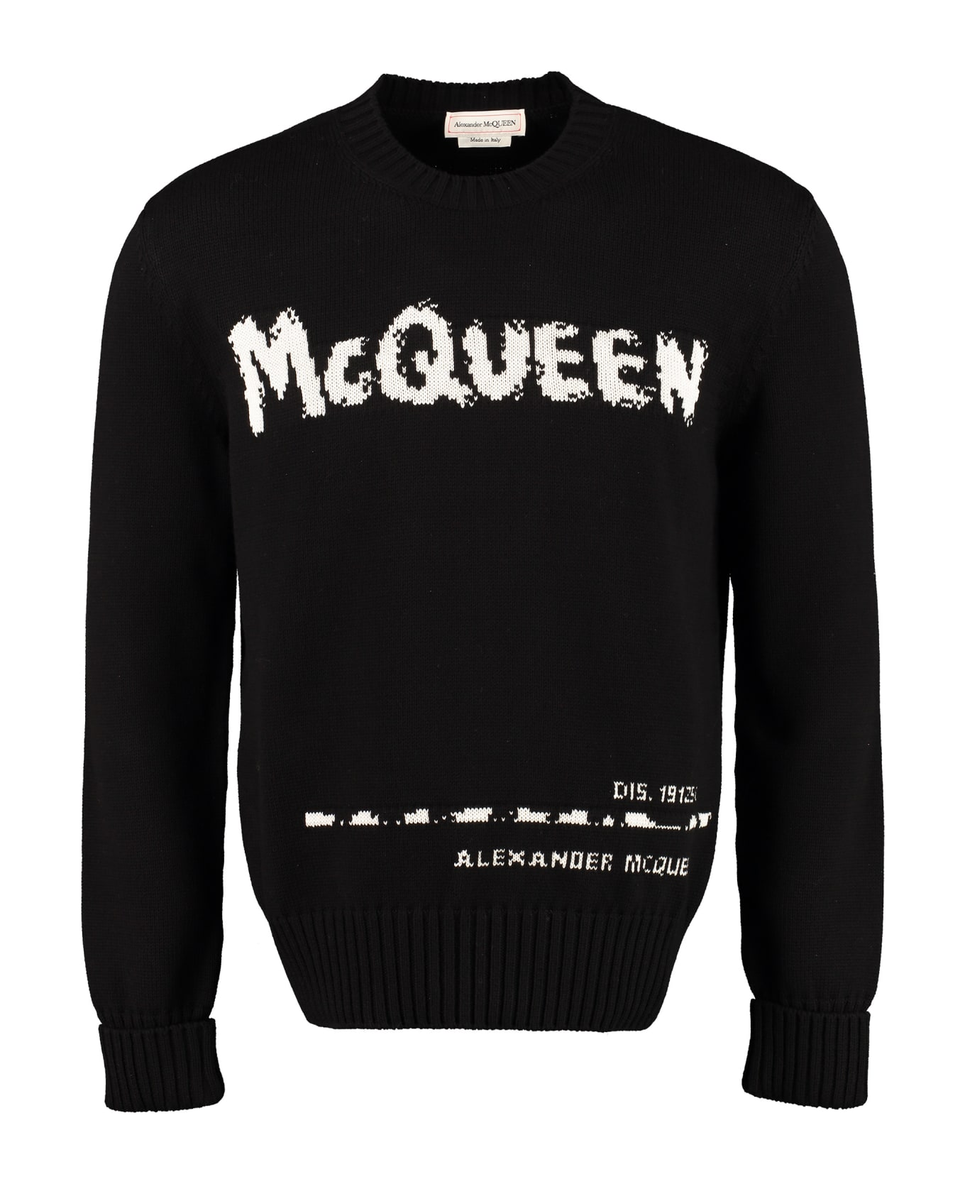 Alexander McQueen Intarsia Crew-neck Sweater - black