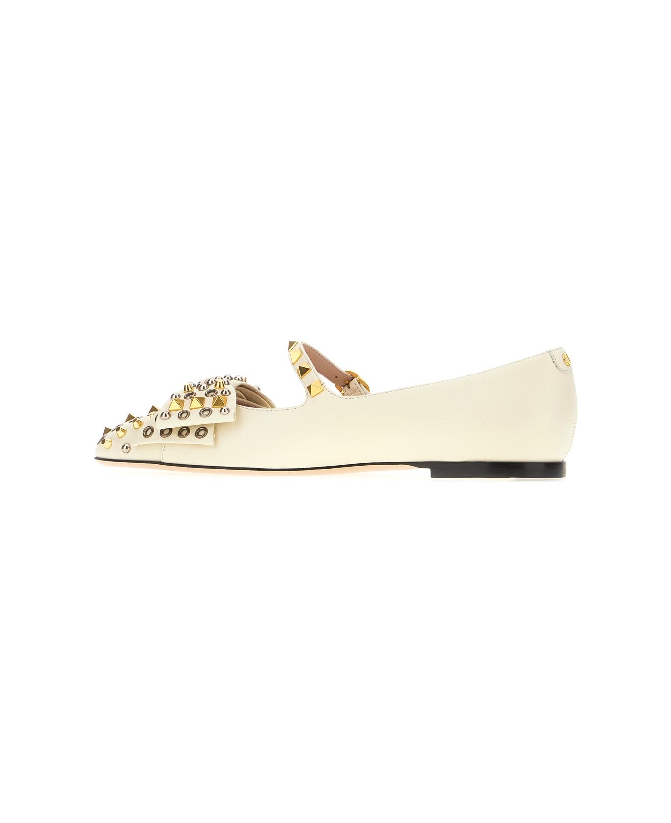 Valentino Garavani Ivory Leather Ballerinas - IVORY