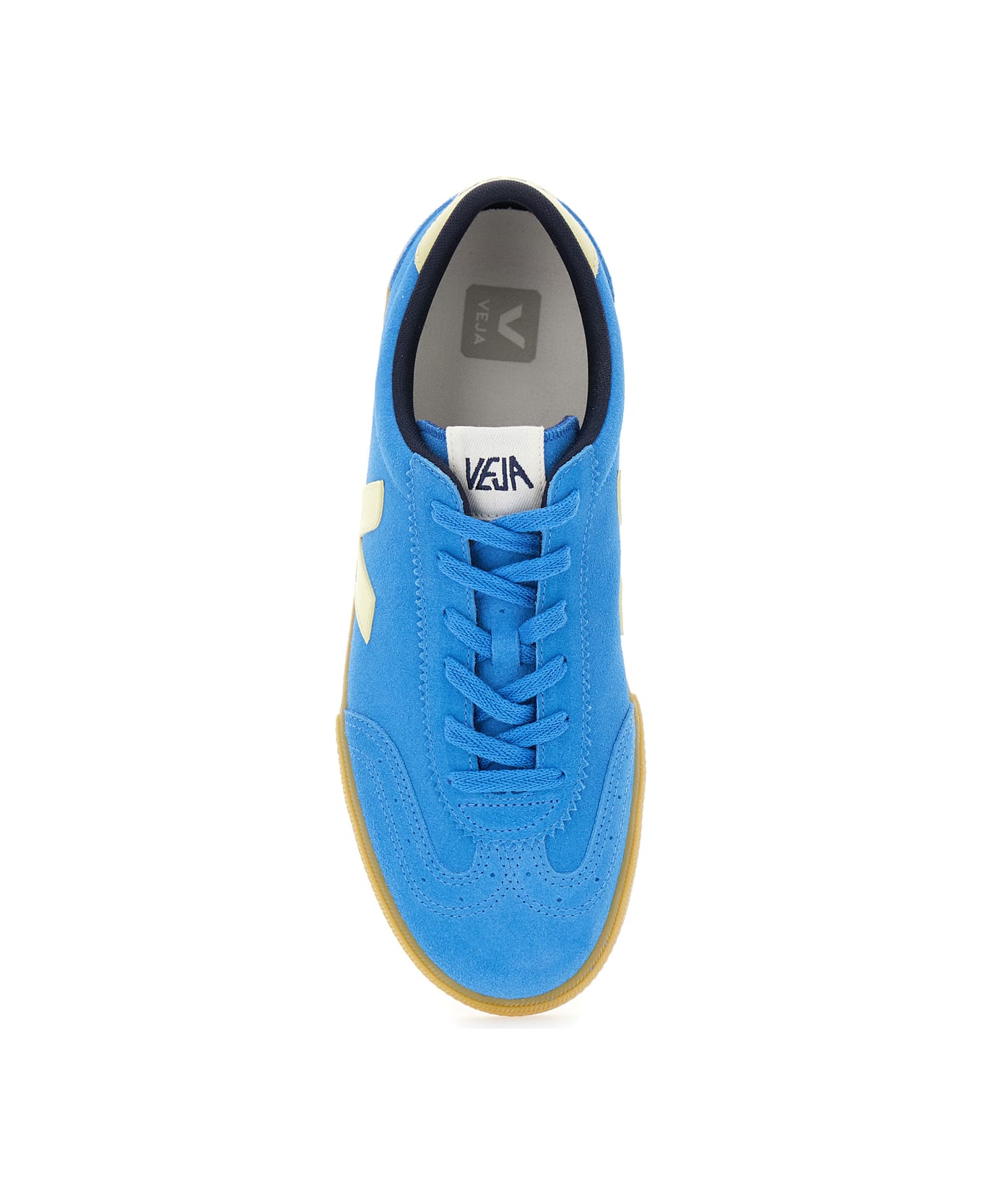 Veja 'volley' Blue Sneaker With Side Logo And Lettering Logo On The Heel In Organic Cotton Unisex - Light blue