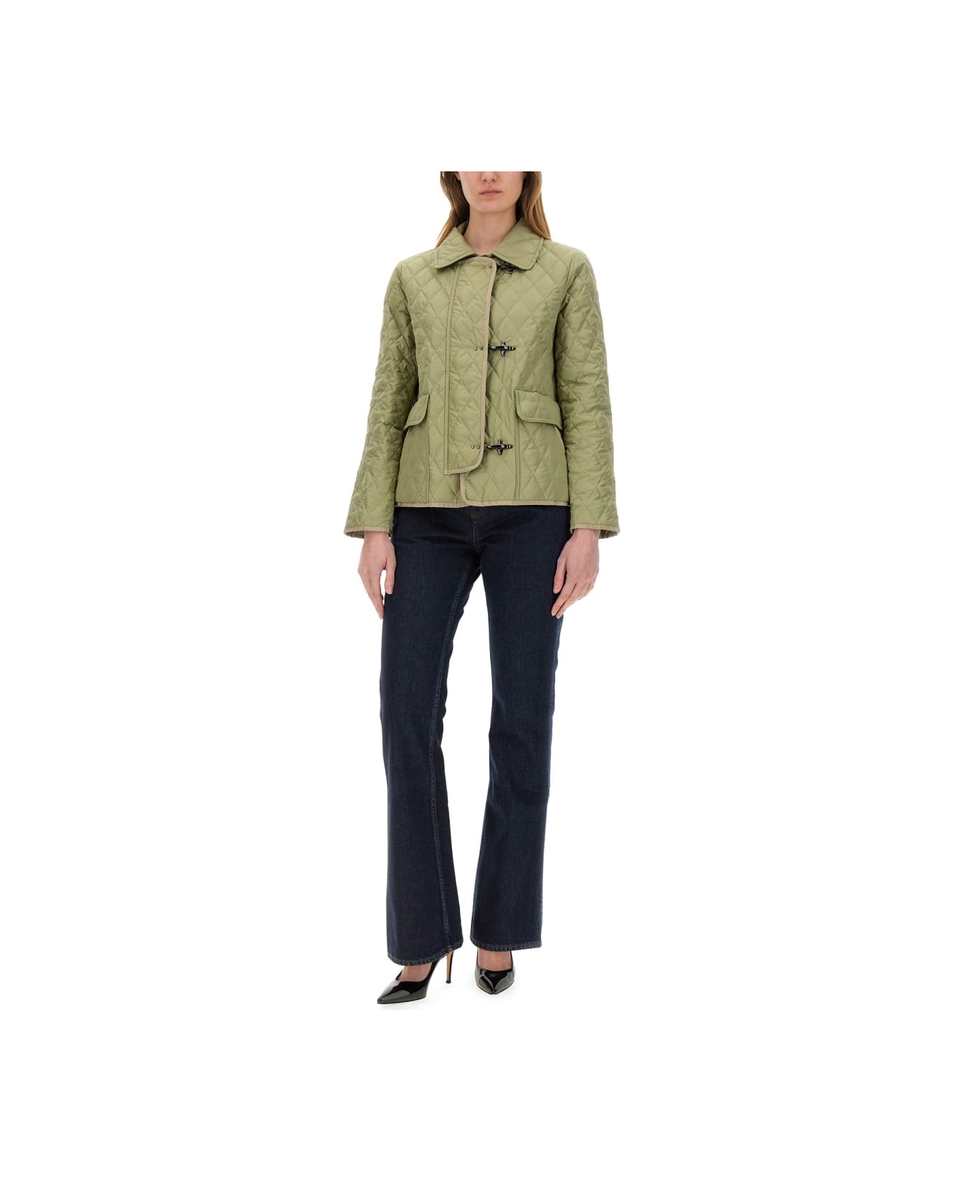 Fay 3-hook Nylon Quilted Jacket - GREEN