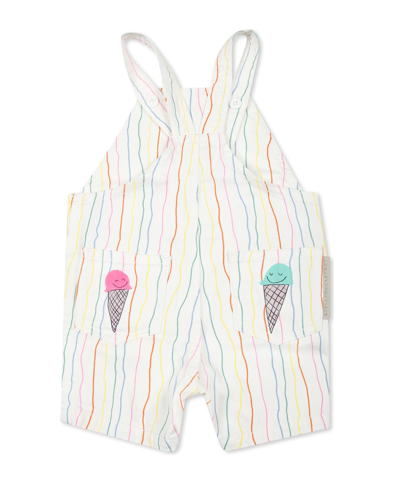 Stella McCartney Kids White Ungarees For Baby Girl With Ice Cream - White