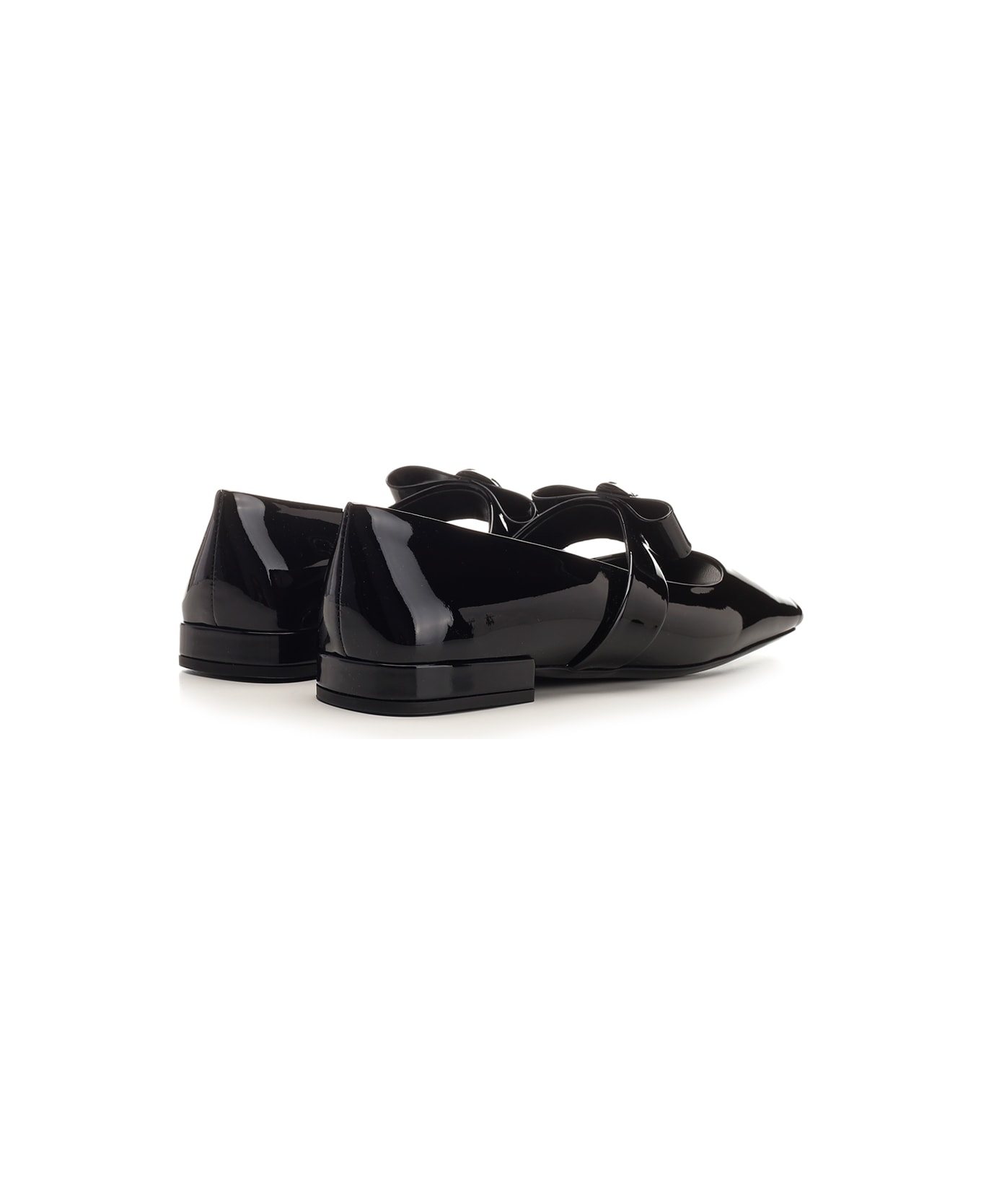 Versace Gianni Ribbon Square-toe Ballerina Shoes - BLACK PALLADIUM (Black) フラットシューズ